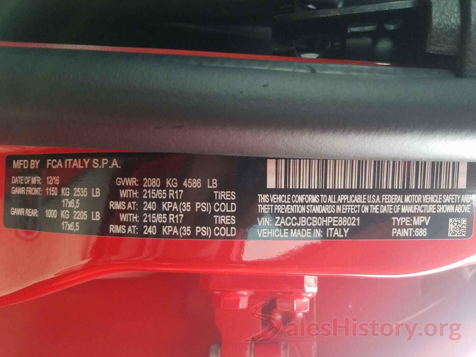 ZACCJBCB0HPE88021 2017 JEEP RENEGADE