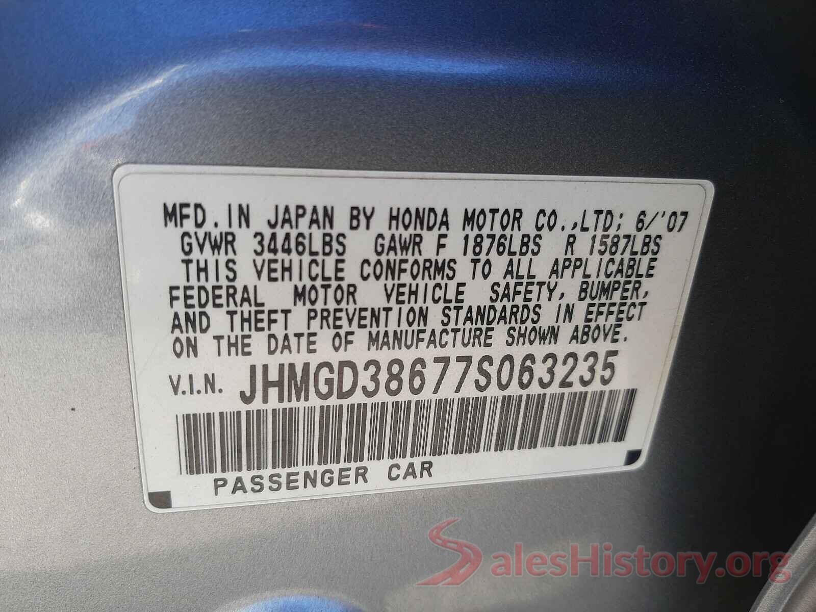 3TMAZ5CN8MM140573 2007 HONDA FIT