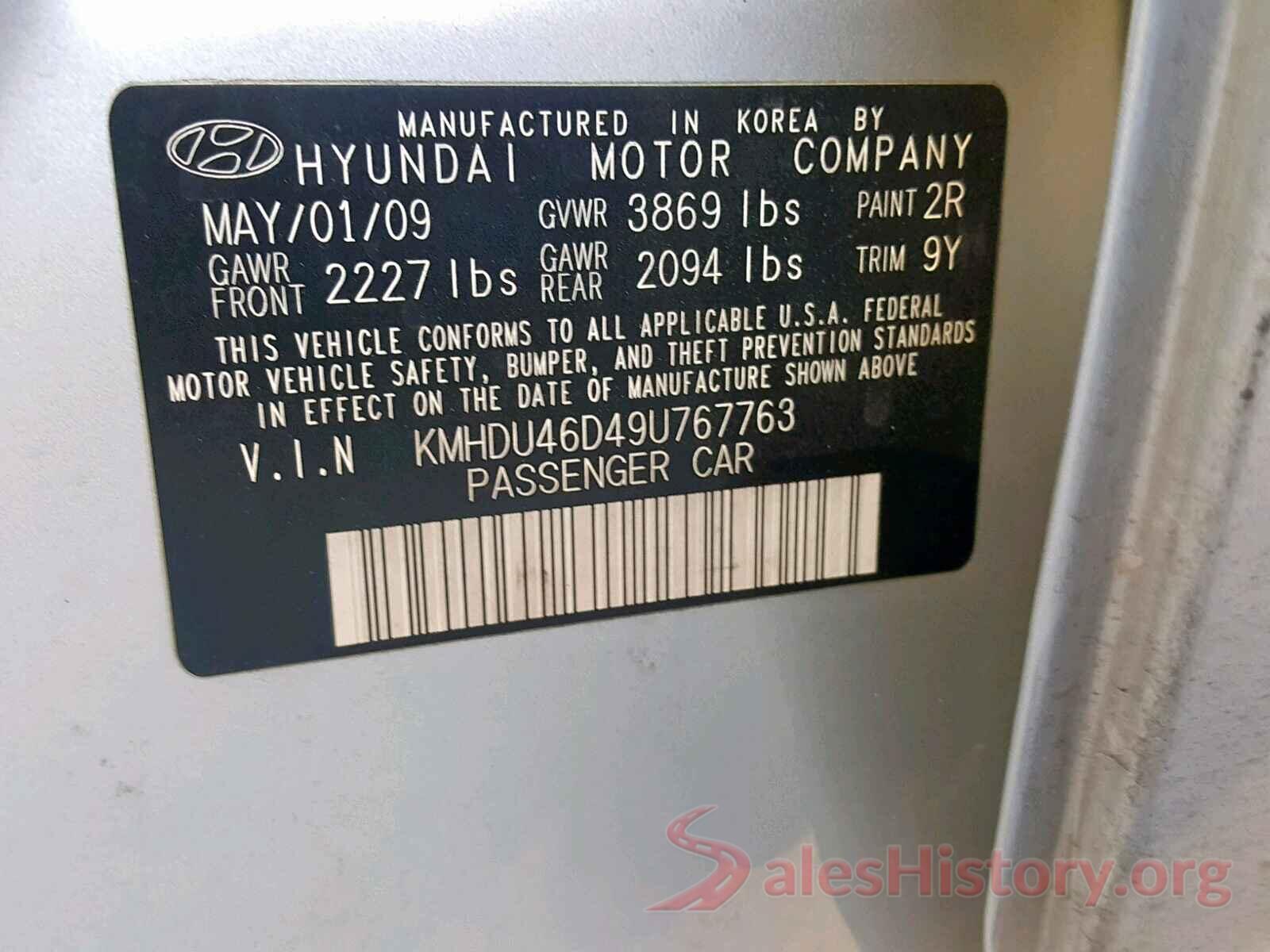 5XXG24J22MG021419 2009 HYUNDAI ELANTRA