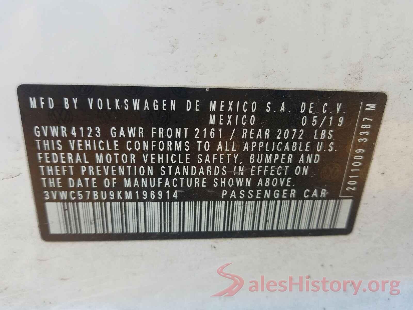 3VWC57BU9KM196914 2019 VOLKSWAGEN JETTA