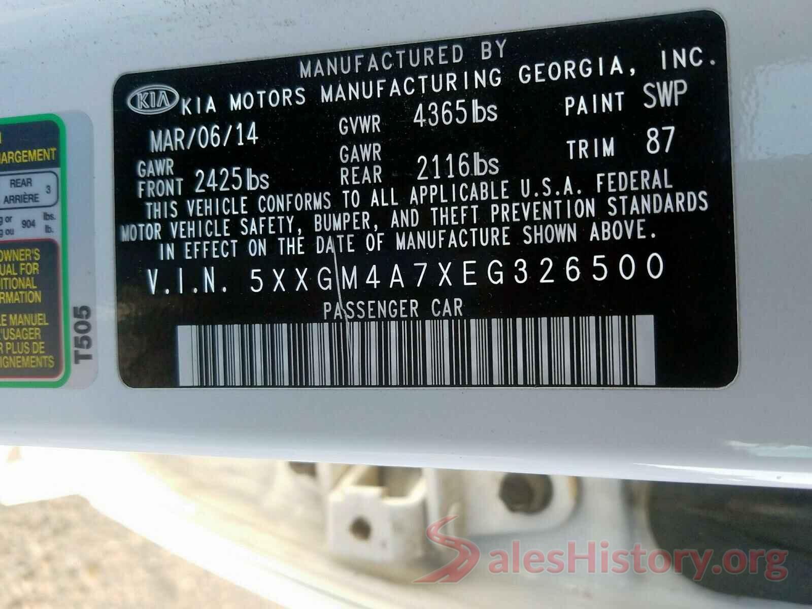 5XXGT4L32JG216578 2014 KIA OPTIMA