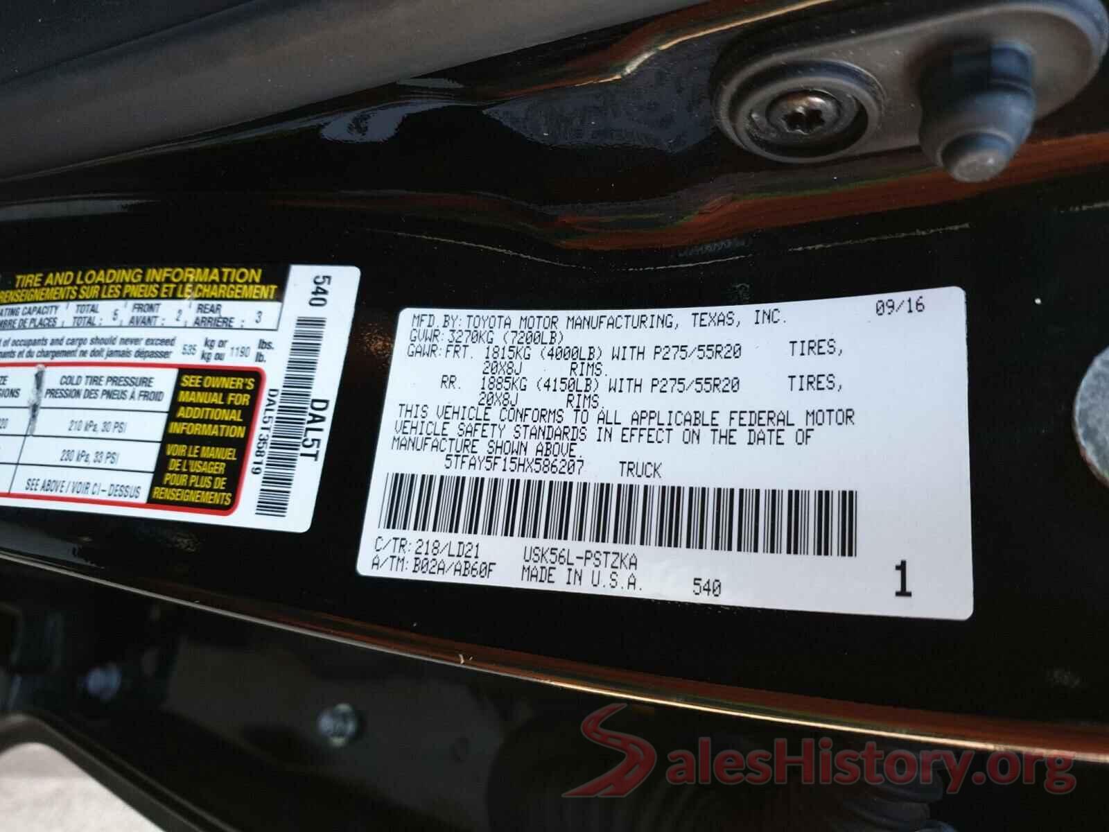 5TFAY5F15HX586207 2017 TOYOTA TUNDRA