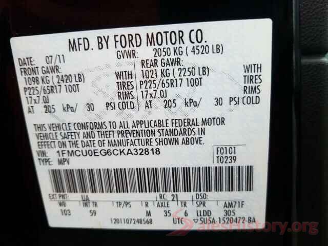 1FM5K8D80HGD75268 2012 FORD ESCAPE