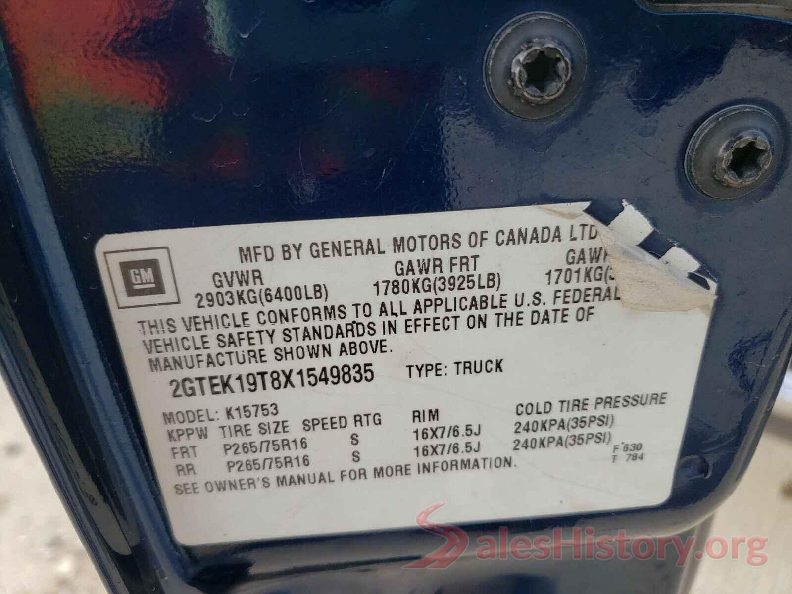 5TFSZ5AN7GX012525 1999 GMC SIERRA