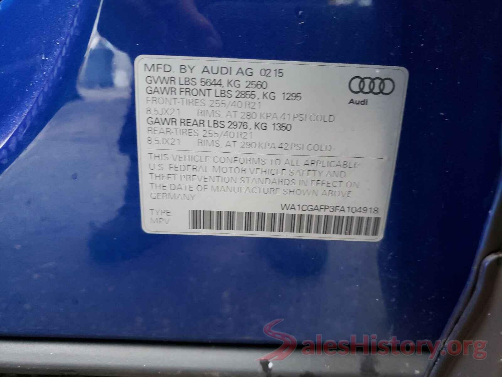 3N1CN7AP9JL806459 2015 AUDI SQ5