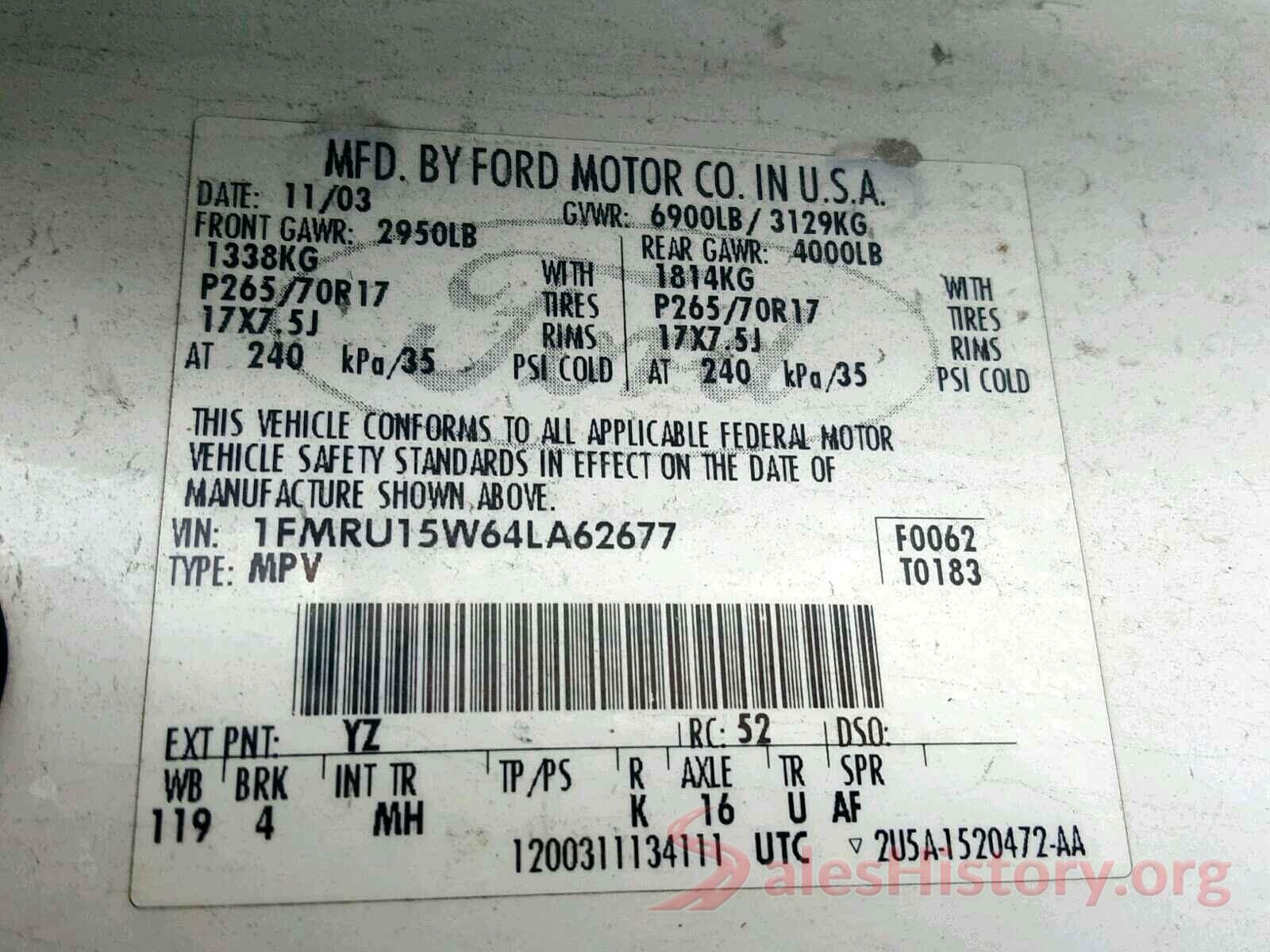 4S4BSALC4G3210507 2004 FORD EXPEDITION