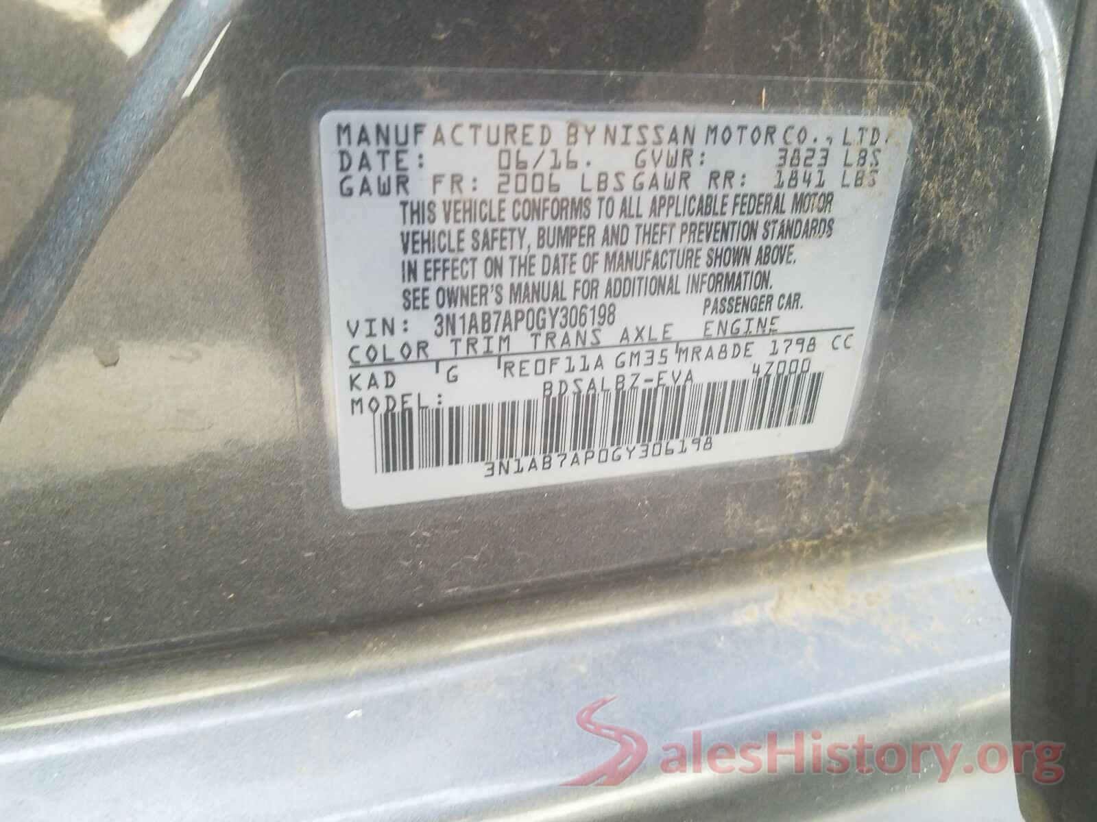 3N1AB7AP0GY306198 2016 NISSAN SENTRA