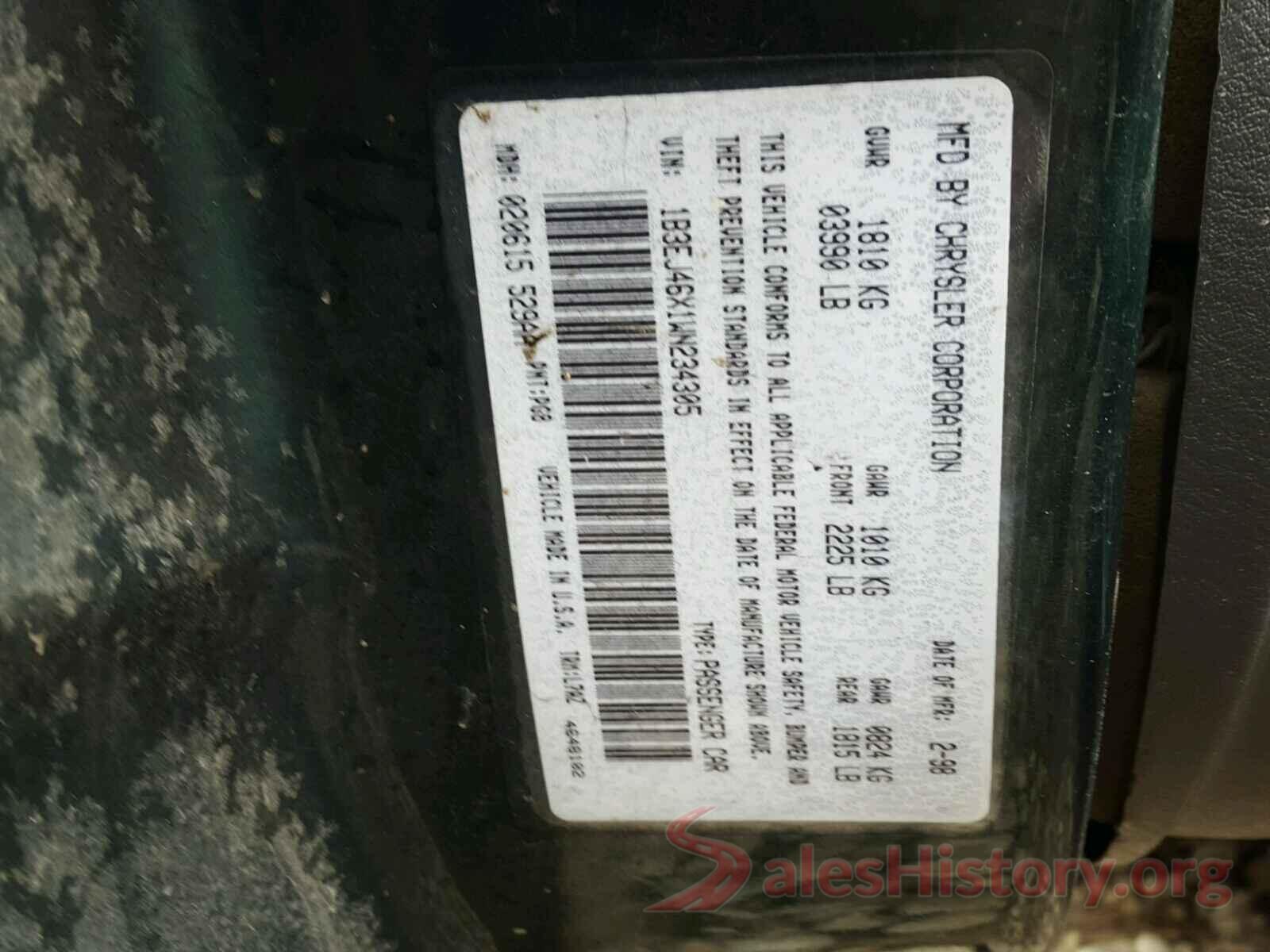 2HGFC2F54GH546243 1998 DODGE STRATUS