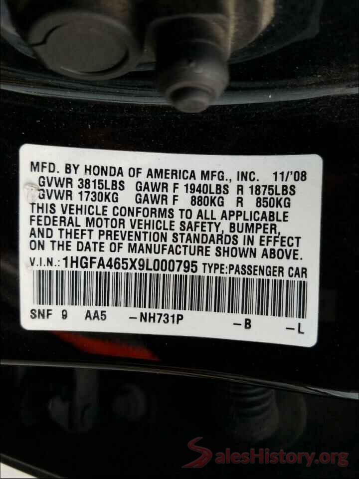 KNAE15LA1L6083263 2009 HONDA CIVIC