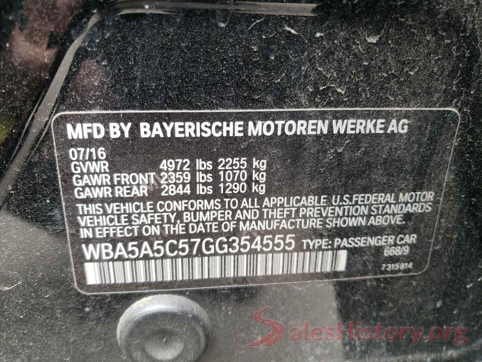 WBA5A5C57GG354555 2016 BMW 5 SERIES