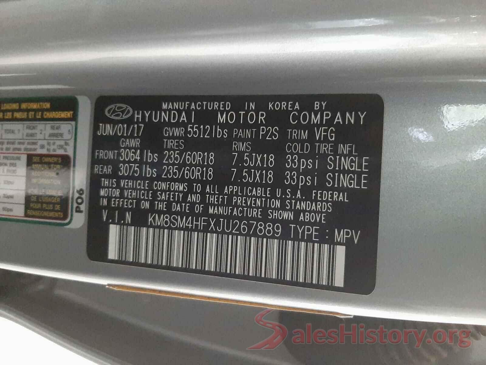 KM8SM4HFXJU267889 2018 HYUNDAI SANTA FE