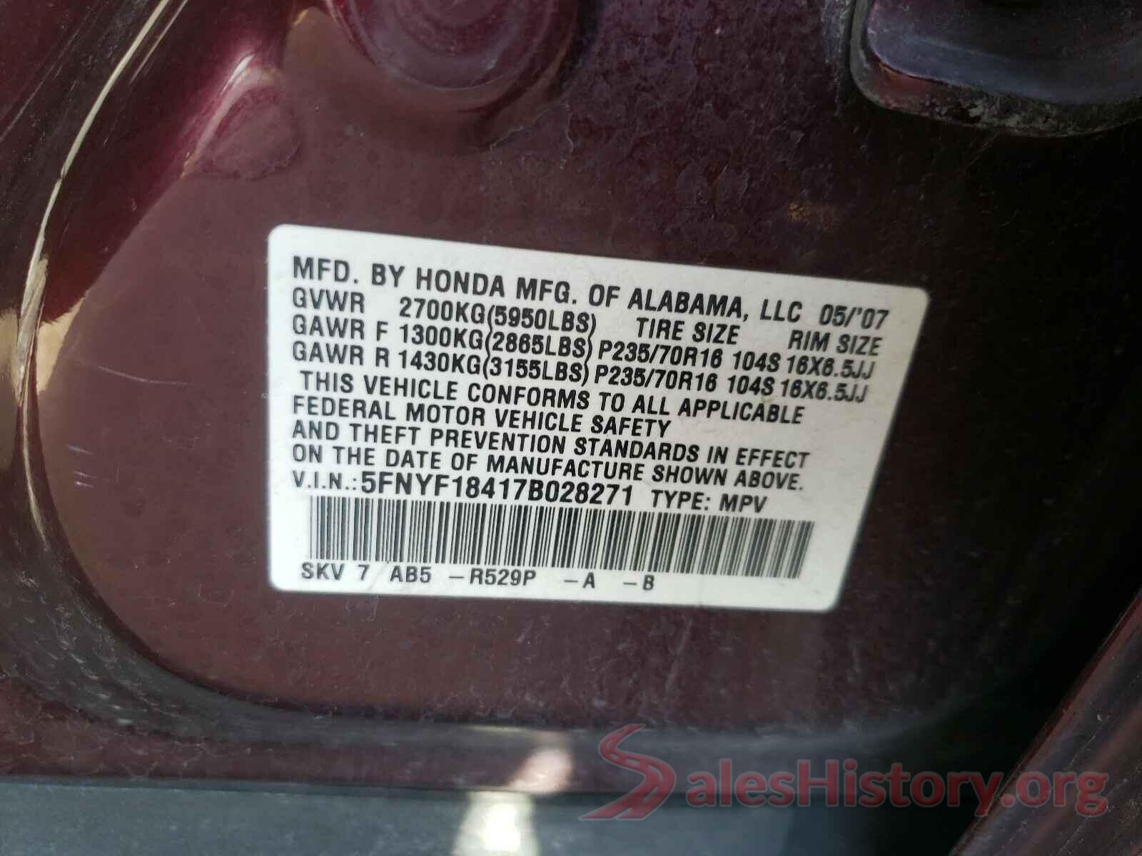 KMHE34L12GA031422 2007 HONDA PILOT