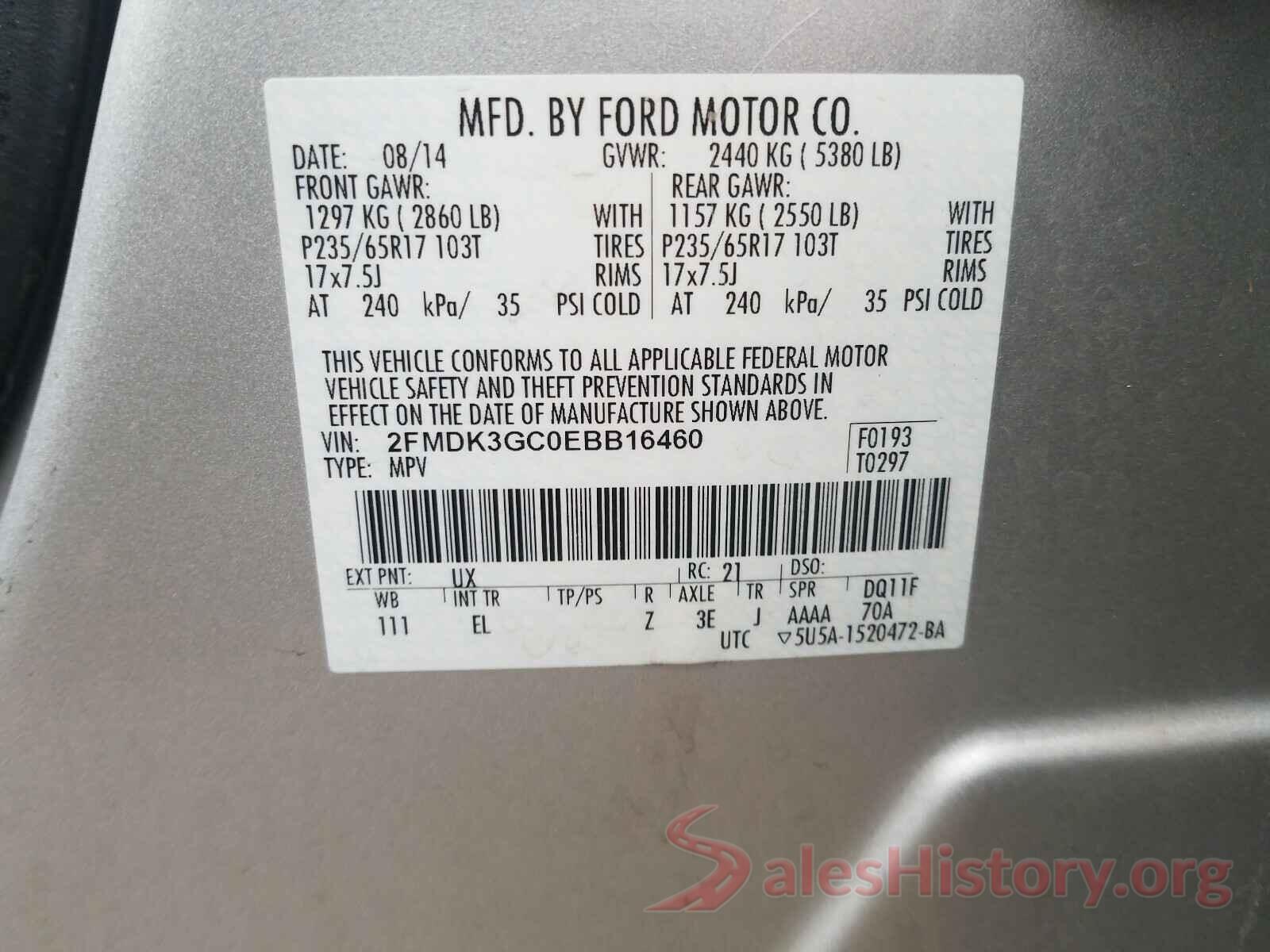 5XYZWDLA5HG502090 2014 FORD EDGE