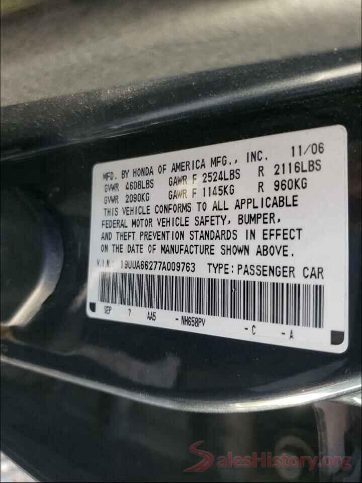 WBA8E9C52GK648841 2007 ACURA TL