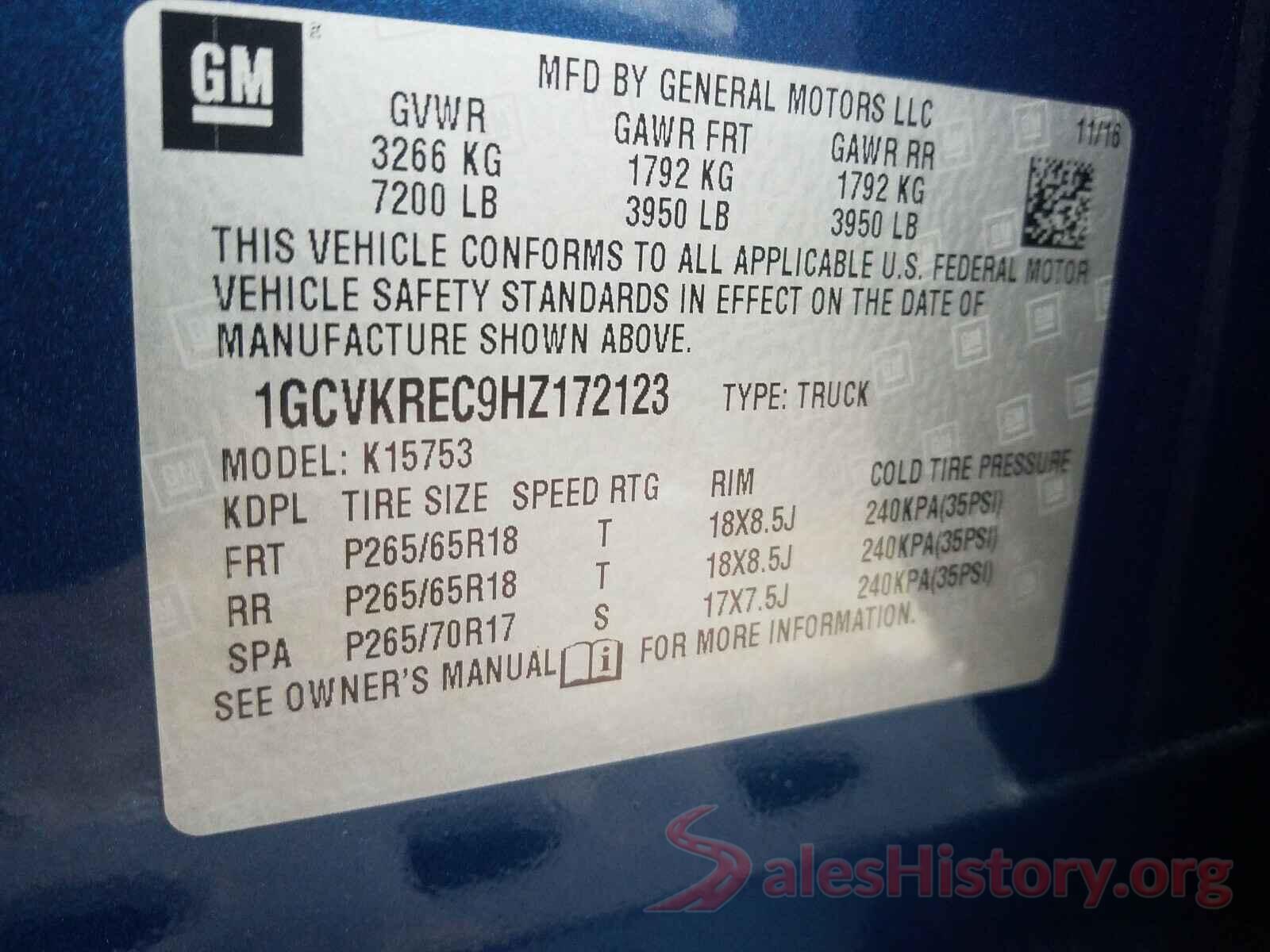 1GCVKREC9HZ172123 2017 CHEVROLET SILVERADO