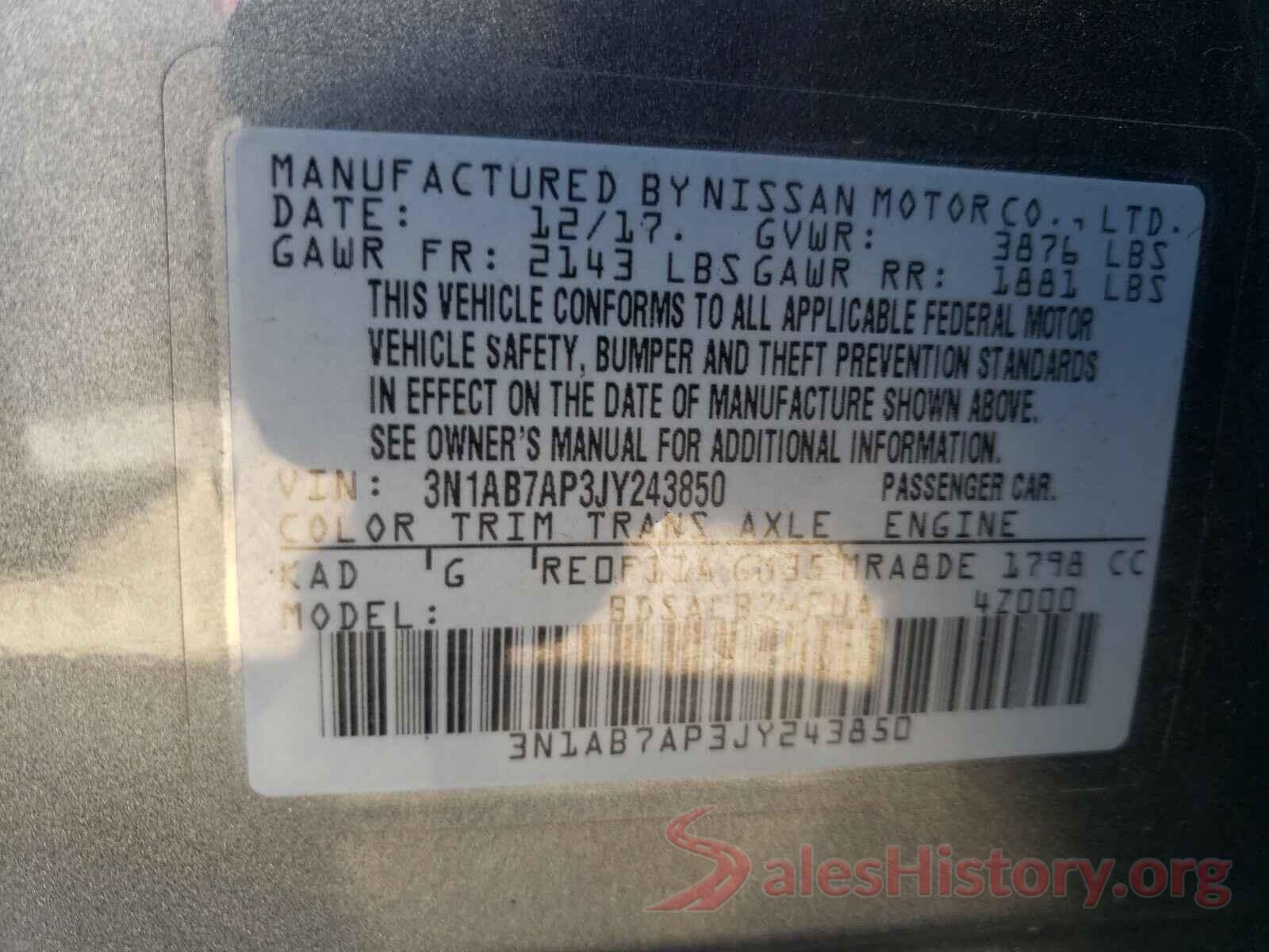 2T3ZFREV2JW463222 2018 NISSAN SENTRA