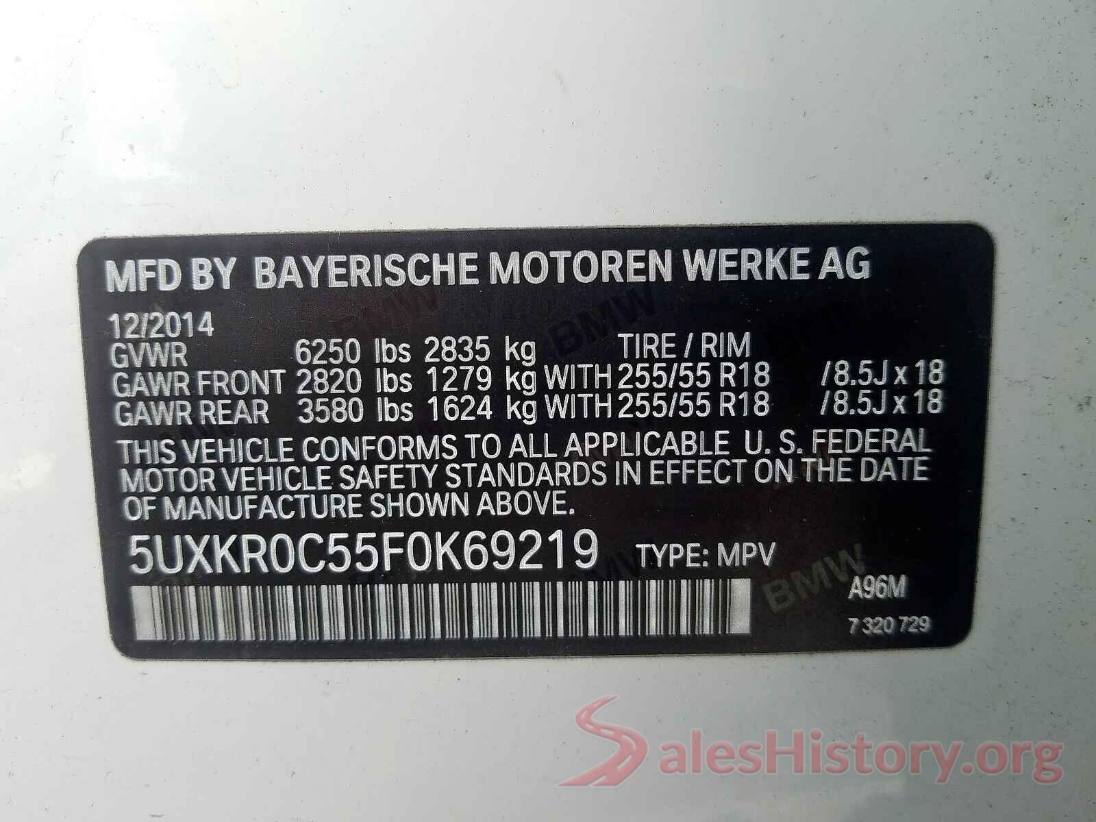 1HGCV1F36JA202490 2015 BMW X5