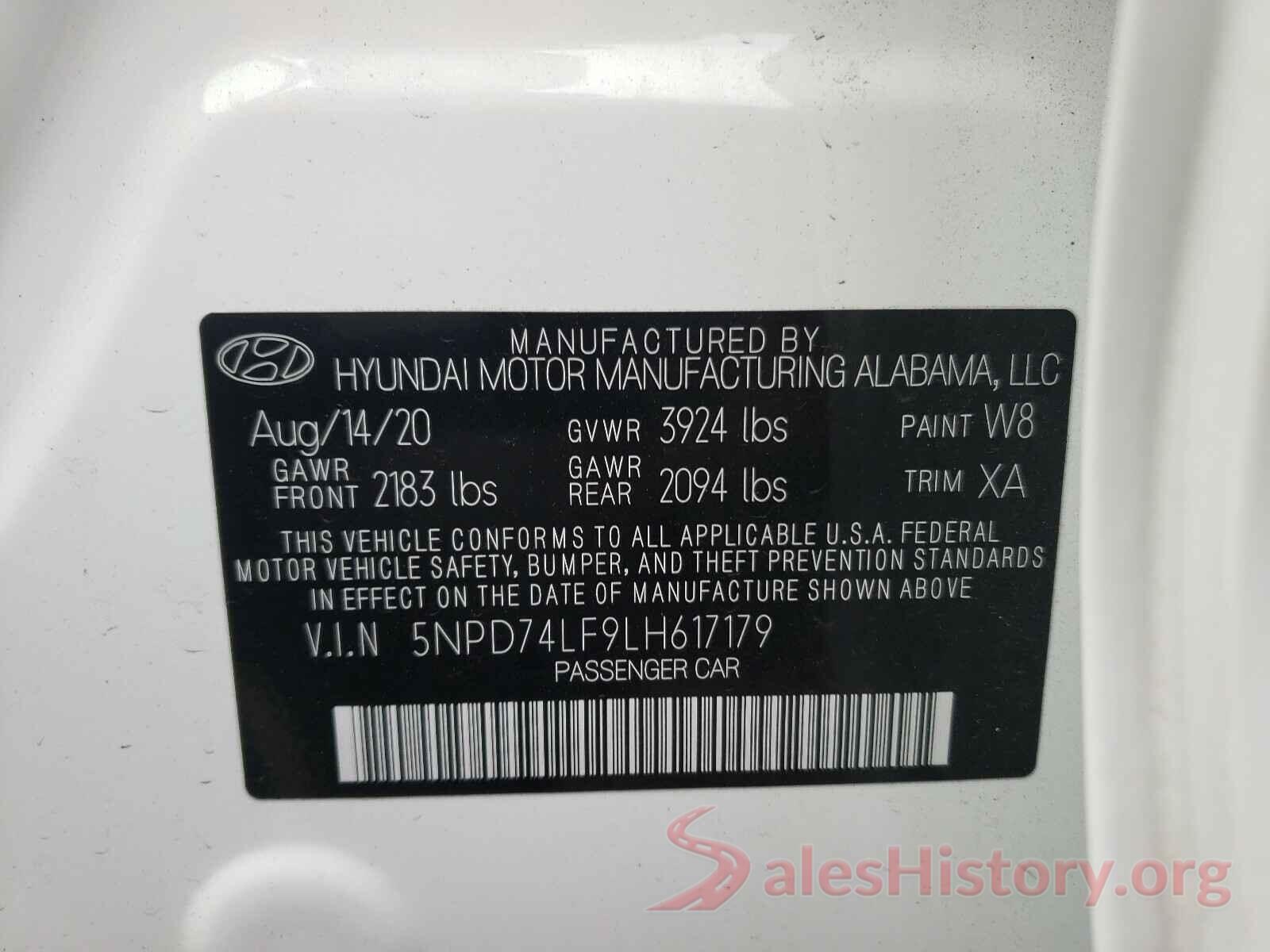 5NPD74LF9LH617179 2020 HYUNDAI ELANTRA