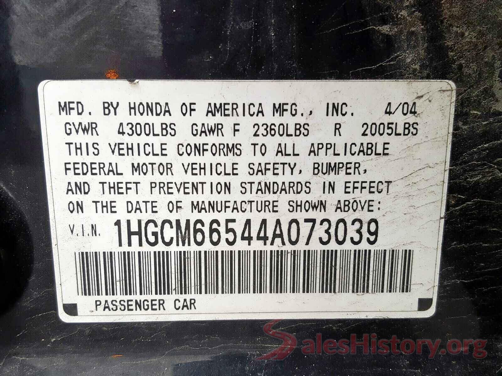 2HGFC2F82KH503524 2004 HONDA ACCORD