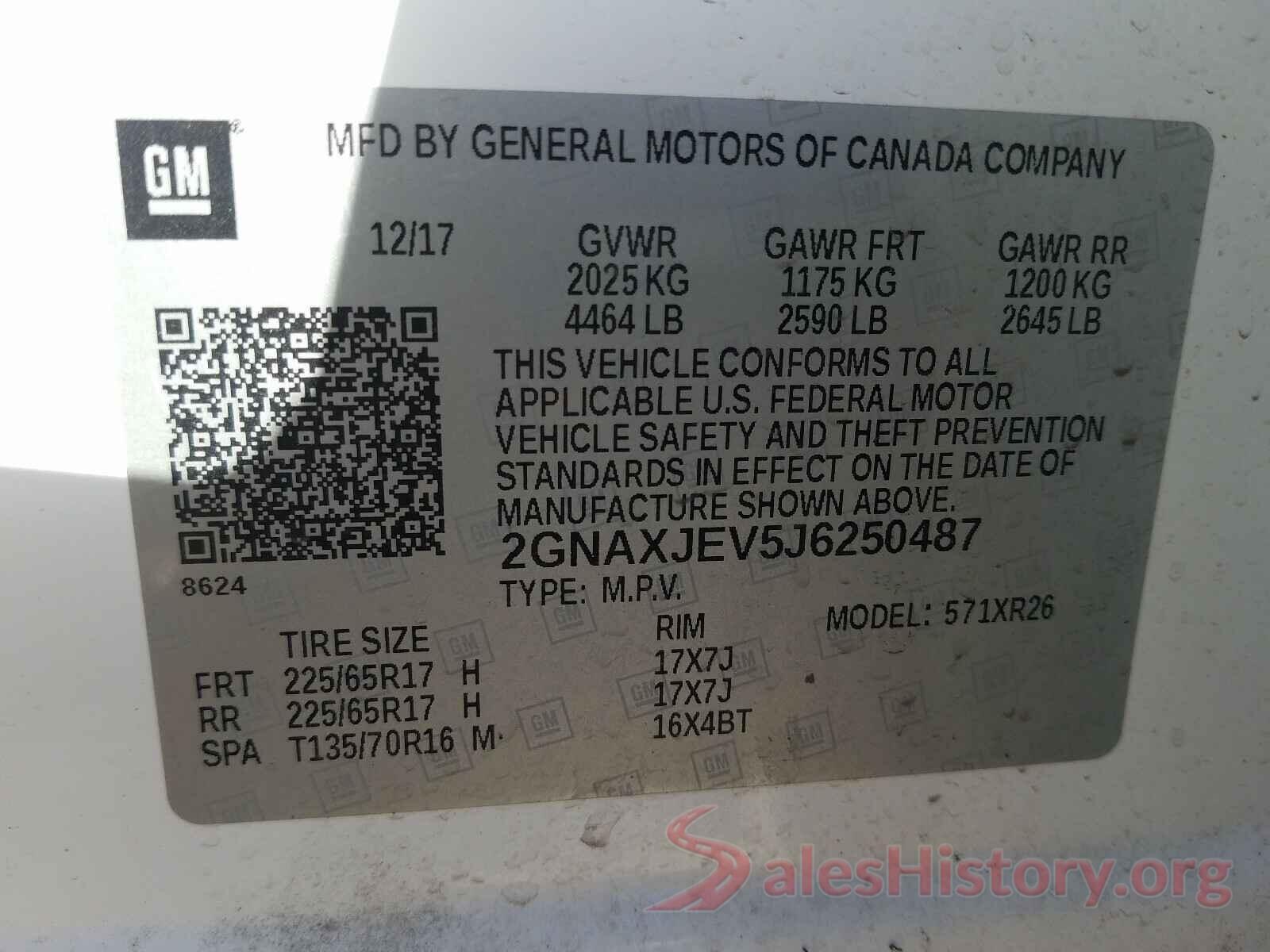 2GNAXJEV5J6250487 2018 CHEVROLET EQUINOX