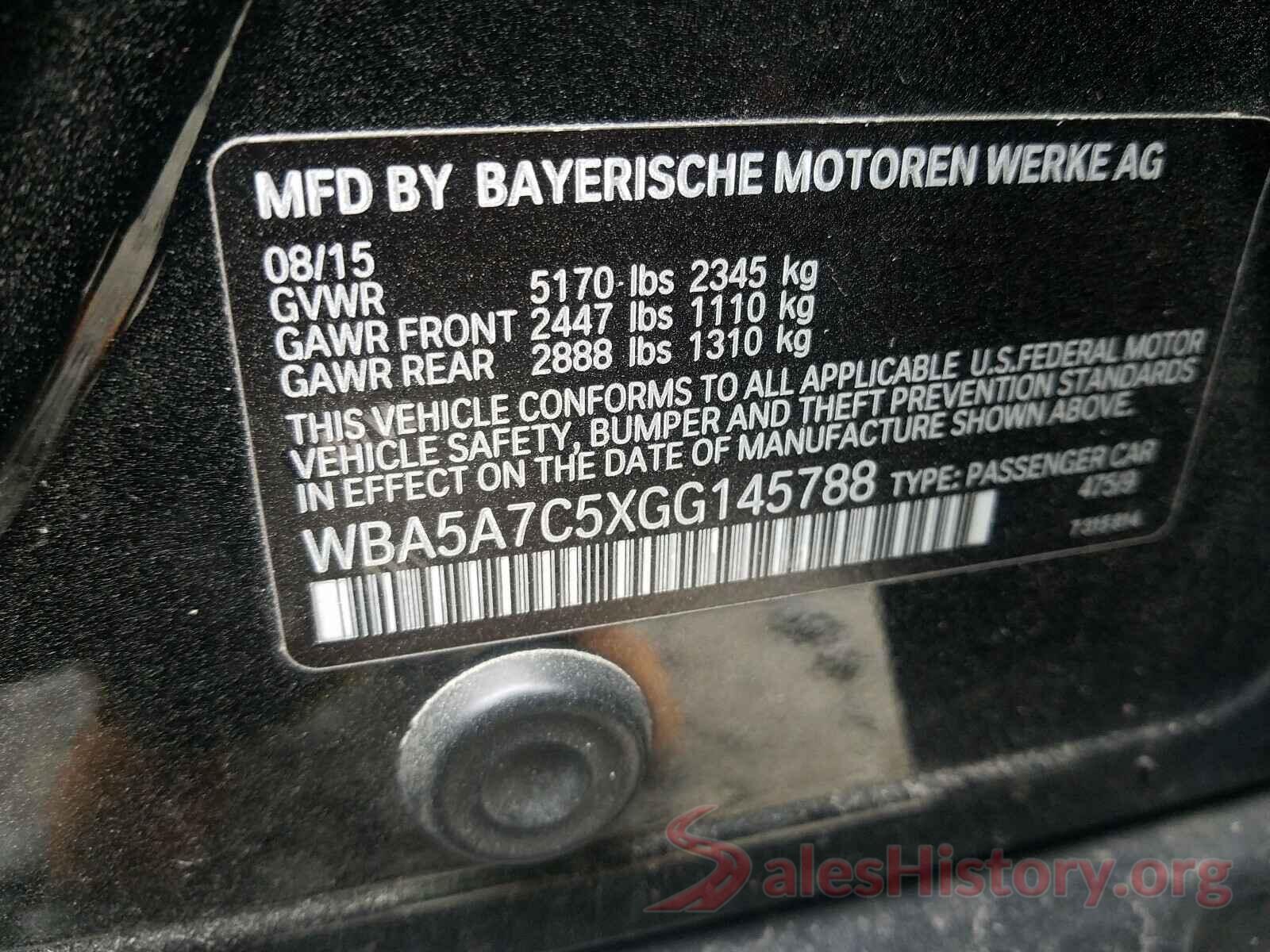 WBA5A7C5XGG145788 2016 BMW 5 SERIES