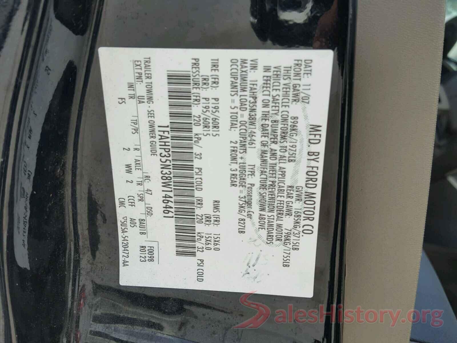 3FA6P0D9XJR226309 2008 FORD FOCUS