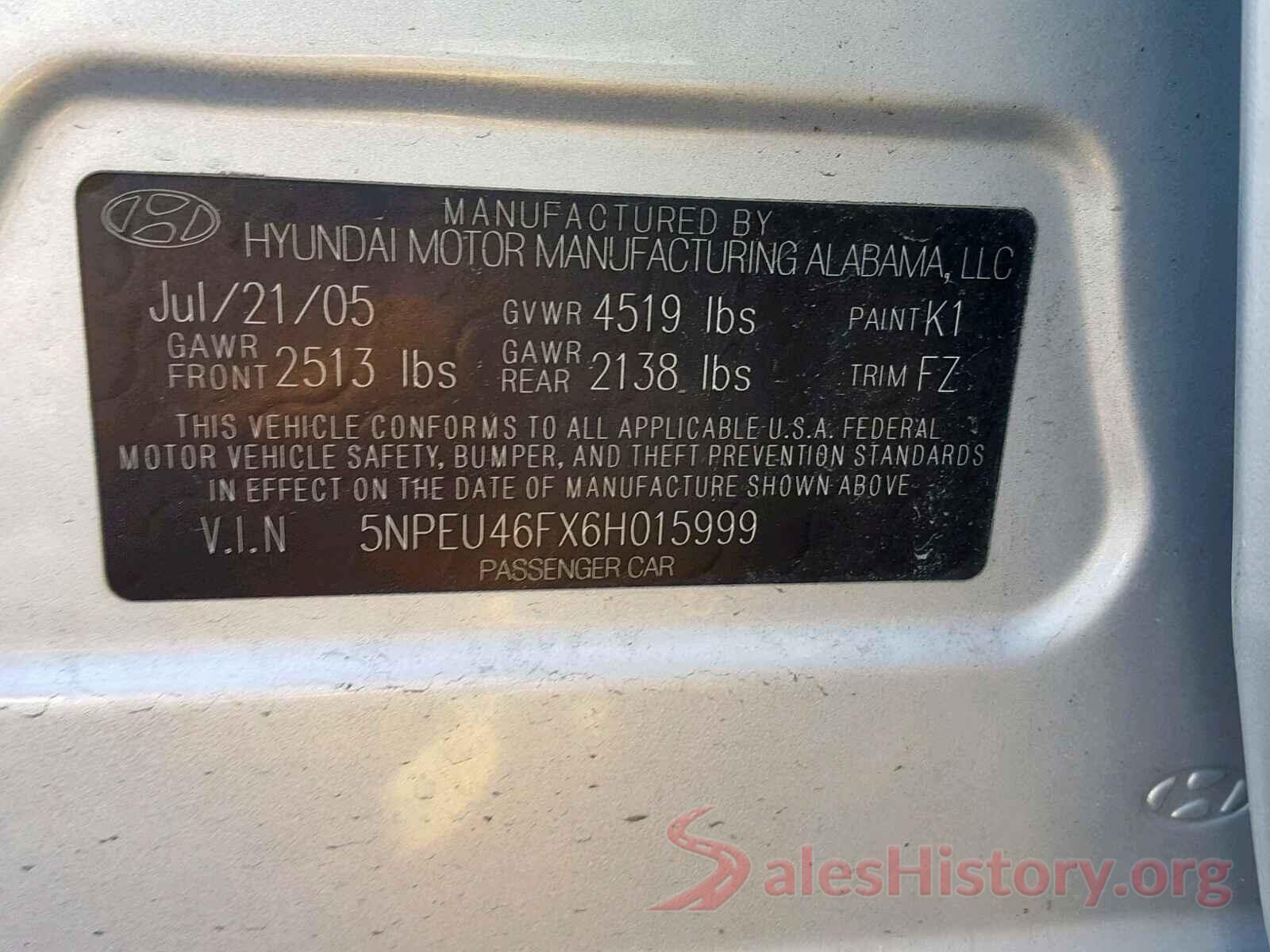 WDDZF4KB2HA055914 2006 HYUNDAI SONATA