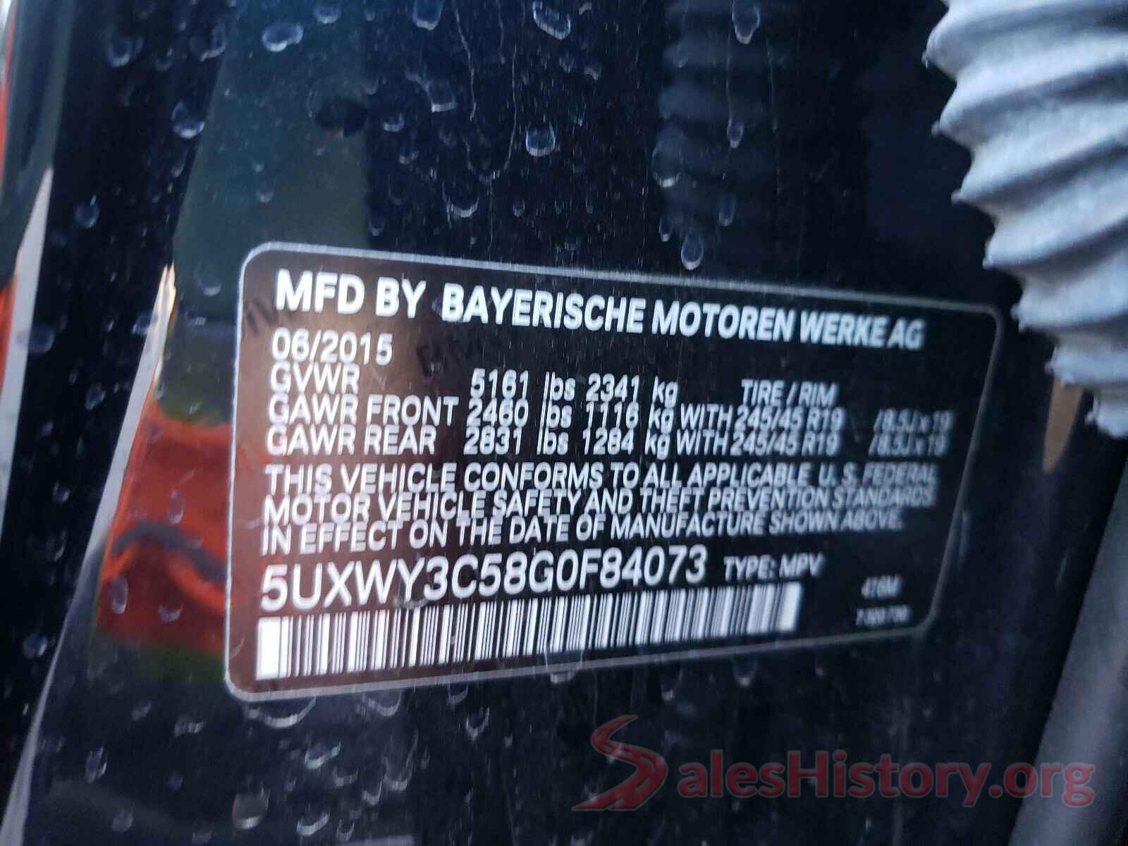 5UXWY3C58G0F84073 2016 BMW X3