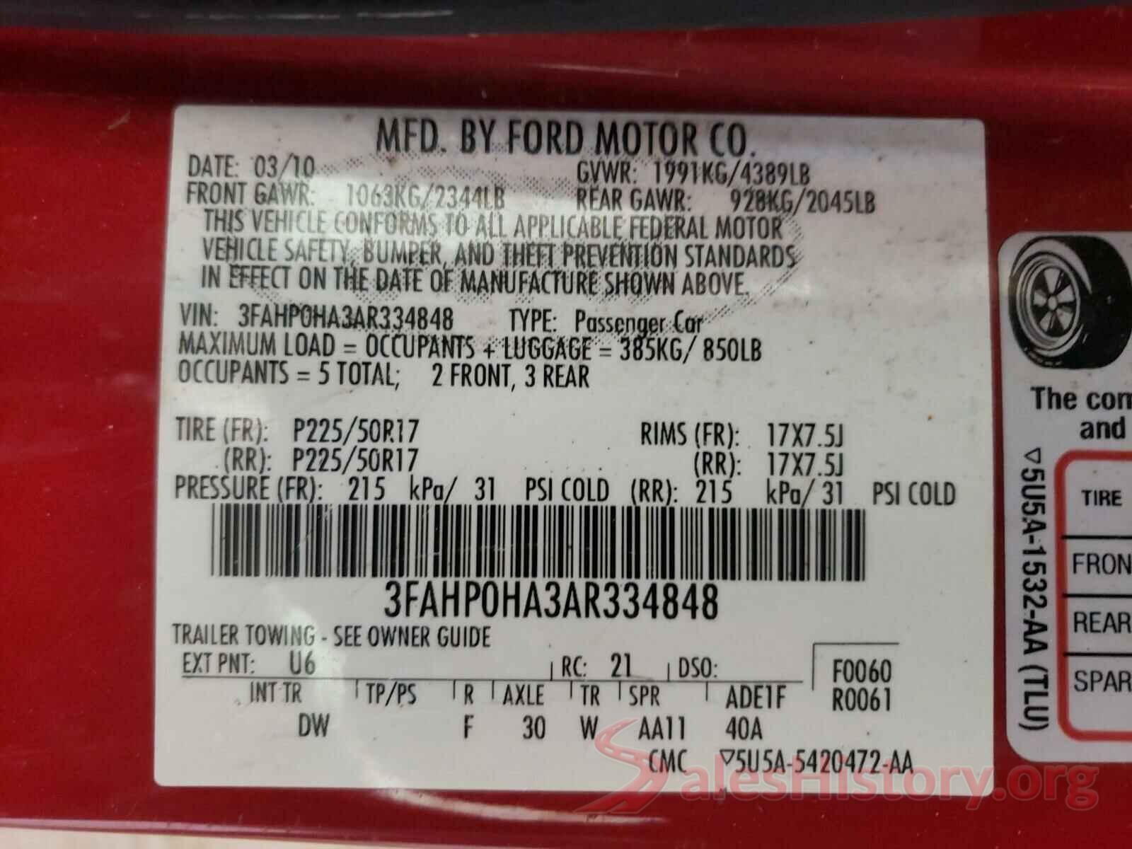 5N1DR2MN6KC584572 2010 FORD FUSION