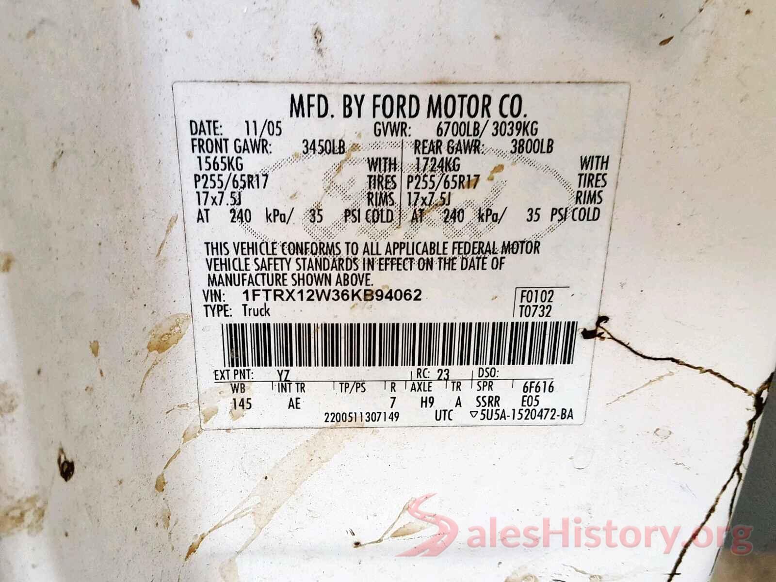 19XFC2F84KE041140 2006 FORD F150