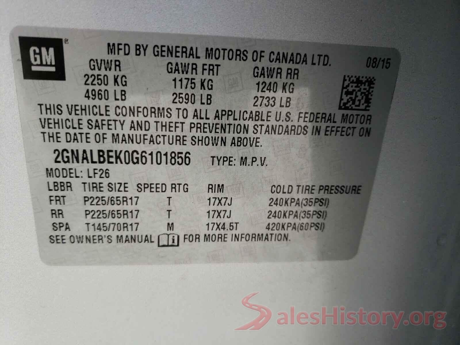 2GNALBEK0G6101856 2016 CHEVROLET EQUINOX