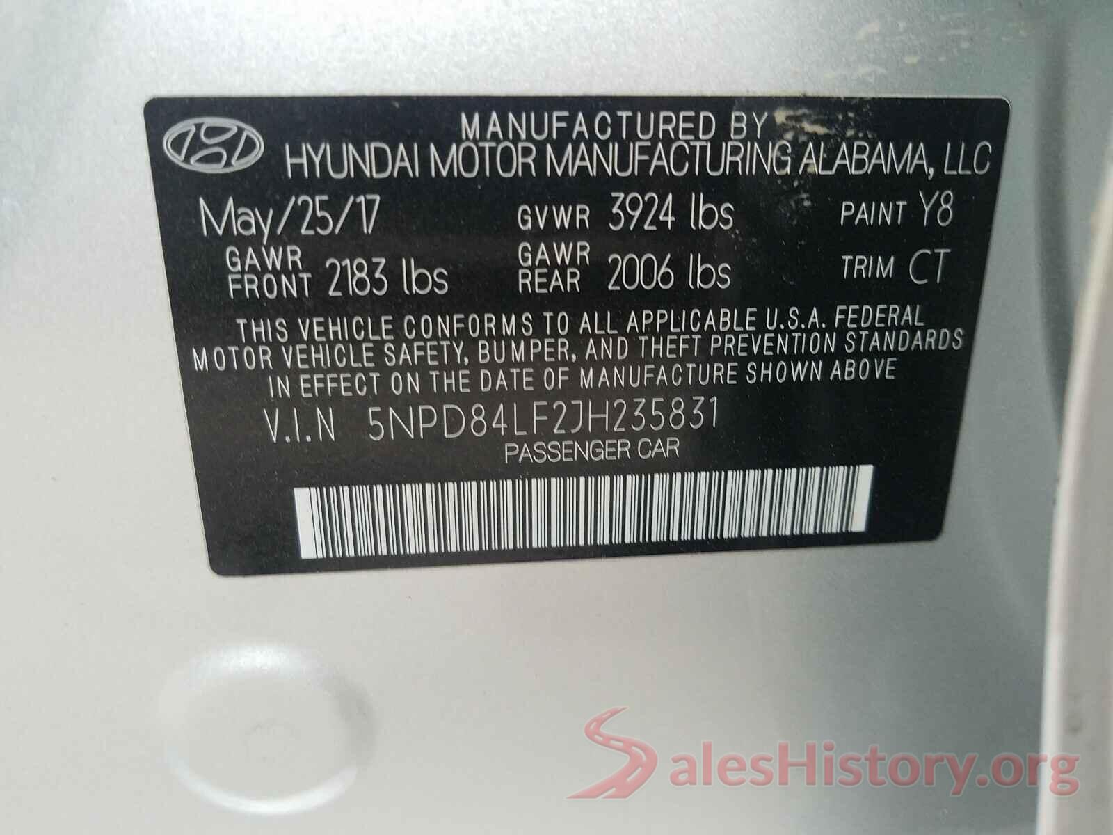 5NPD84LF2JH235831 2018 HYUNDAI ELANTRA