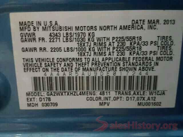 2T1BURHE5HC792696 2013 MITSUBISHI OUTLANDER