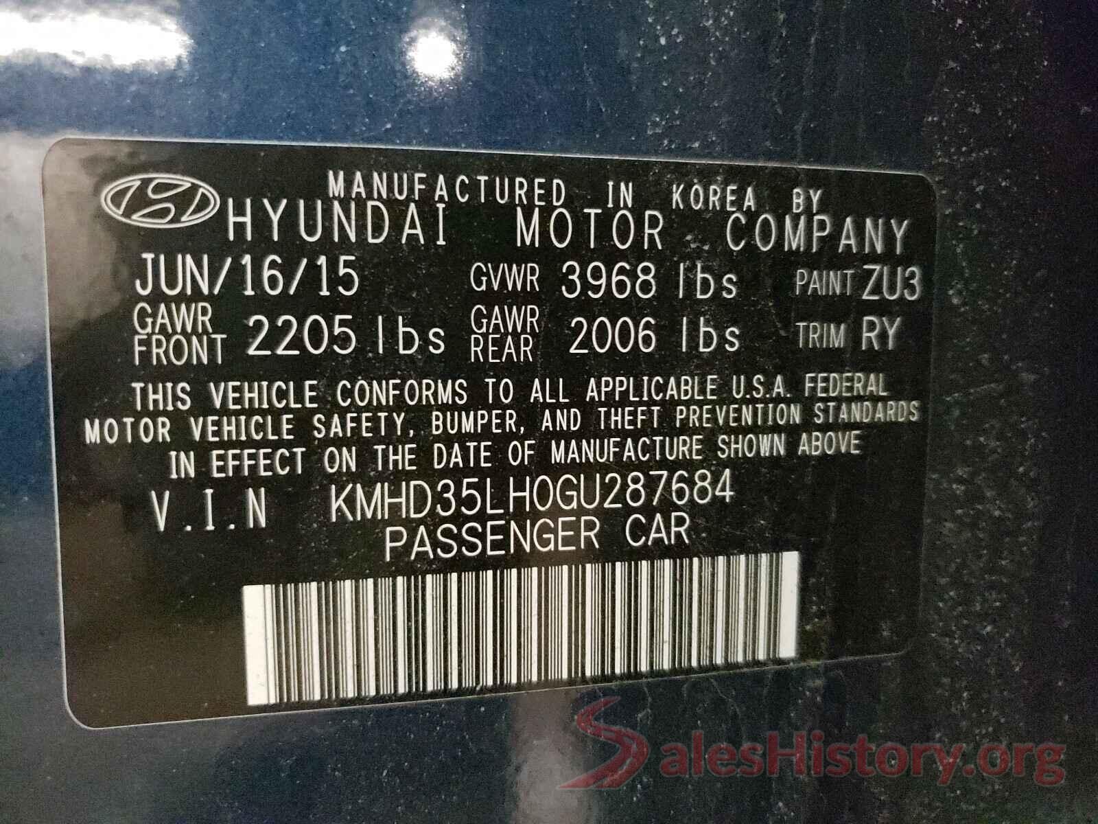 KMHD35LH0GU287684 2016 HYUNDAI ELANTRA