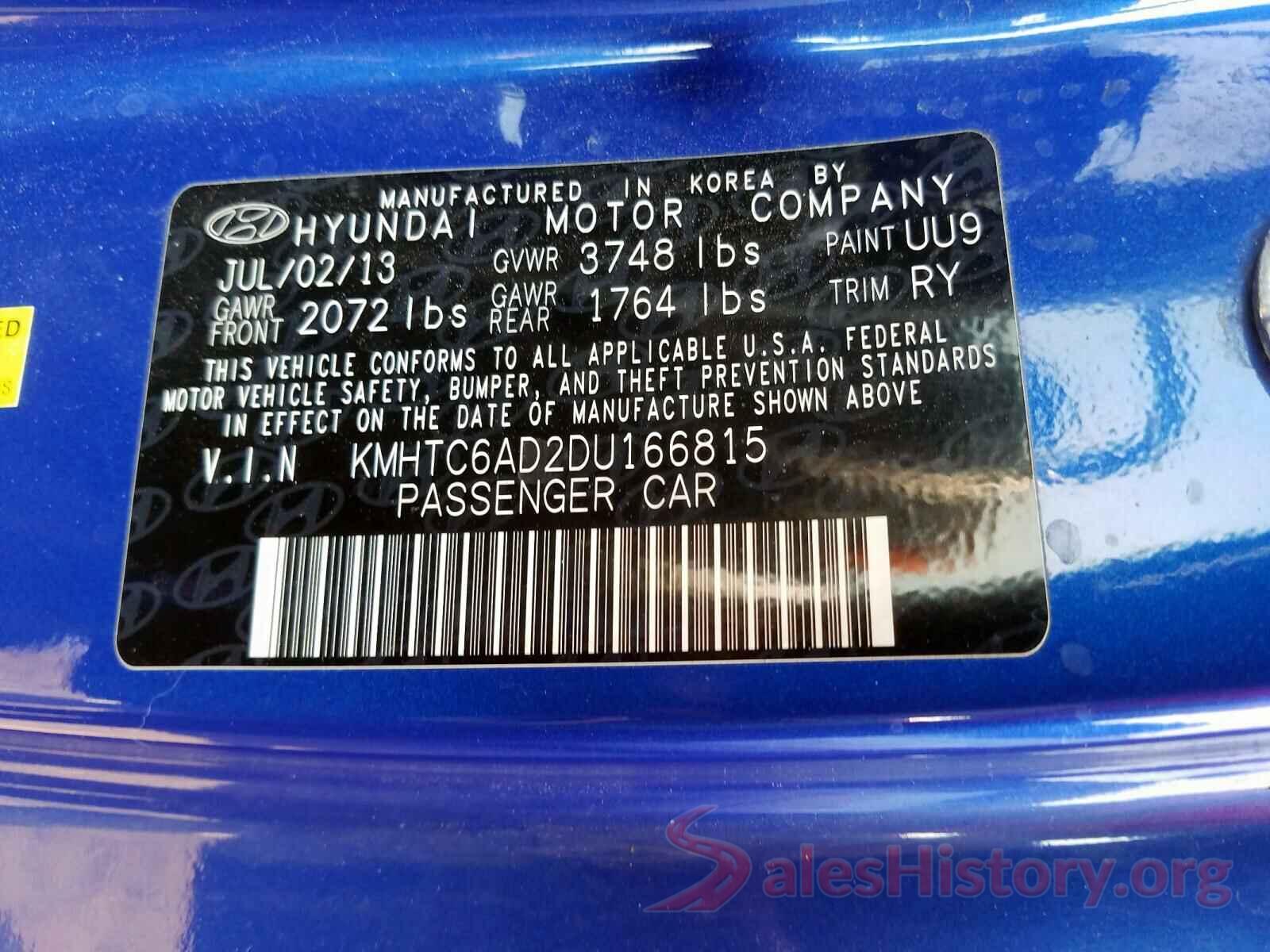 4T1B61HK4JU507055 2013 HYUNDAI VELOSTER