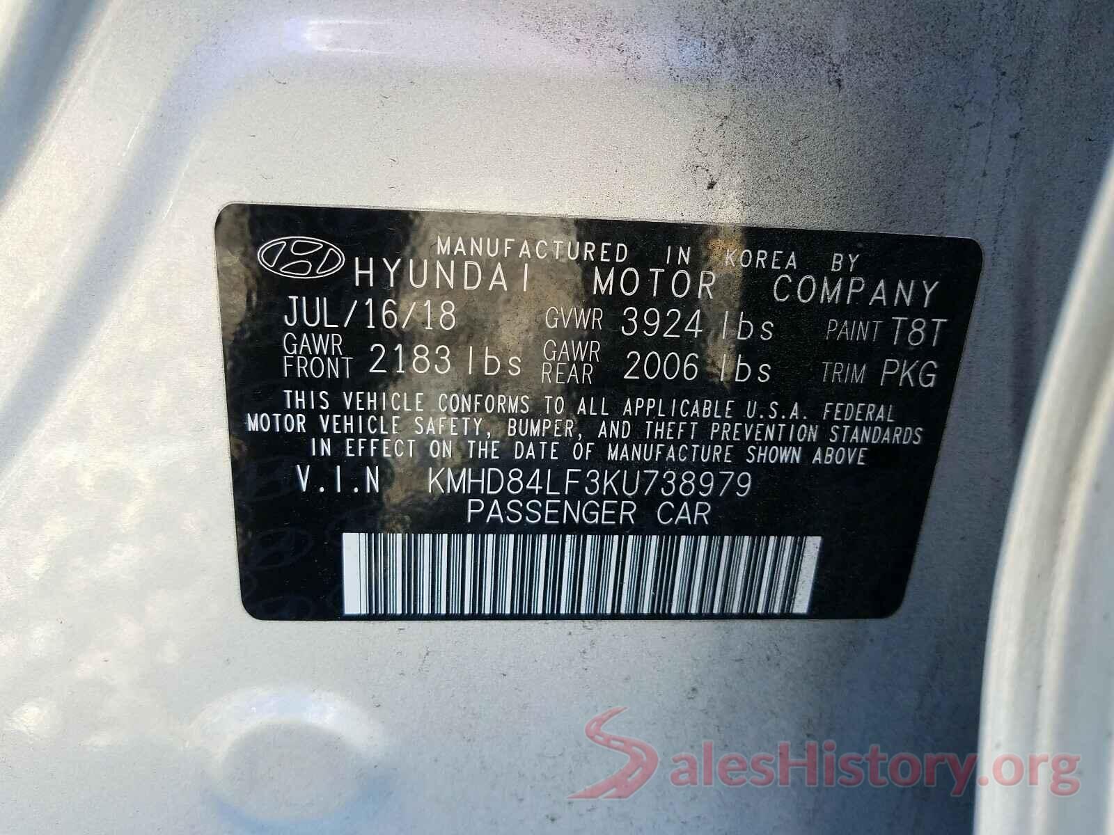 KMHD84LF3KU738979 2019 HYUNDAI ELANTRA