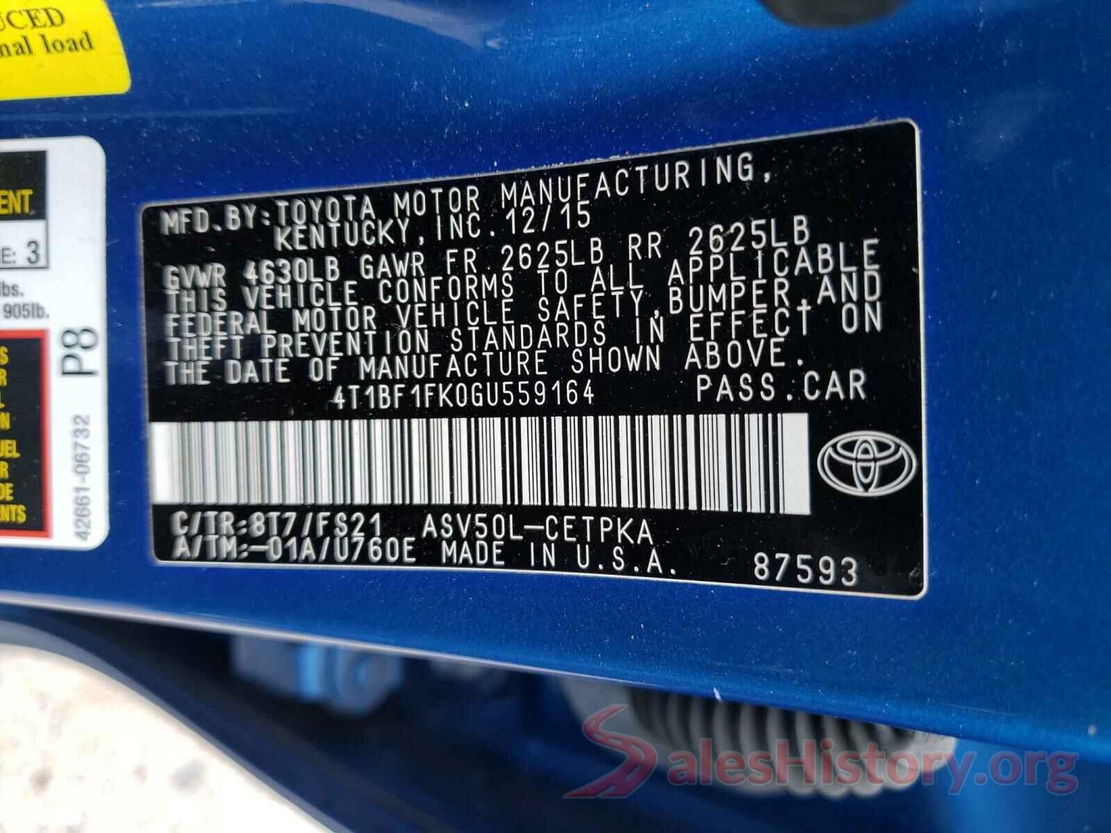 4T1BF1FK0GU559164 2016 TOYOTA CAMRY