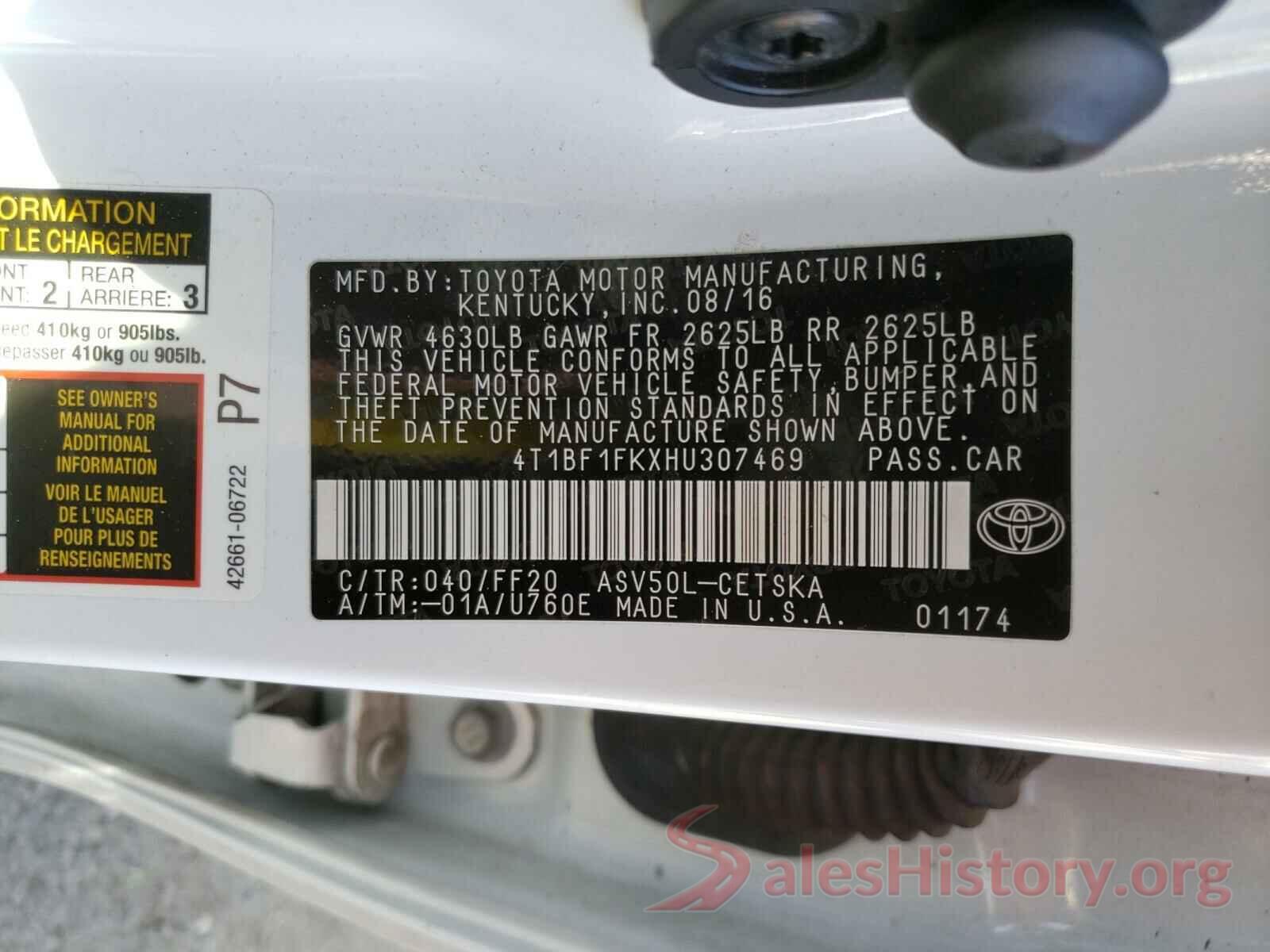 4T1BF1FKXHU307469 2017 TOYOTA CAMRY