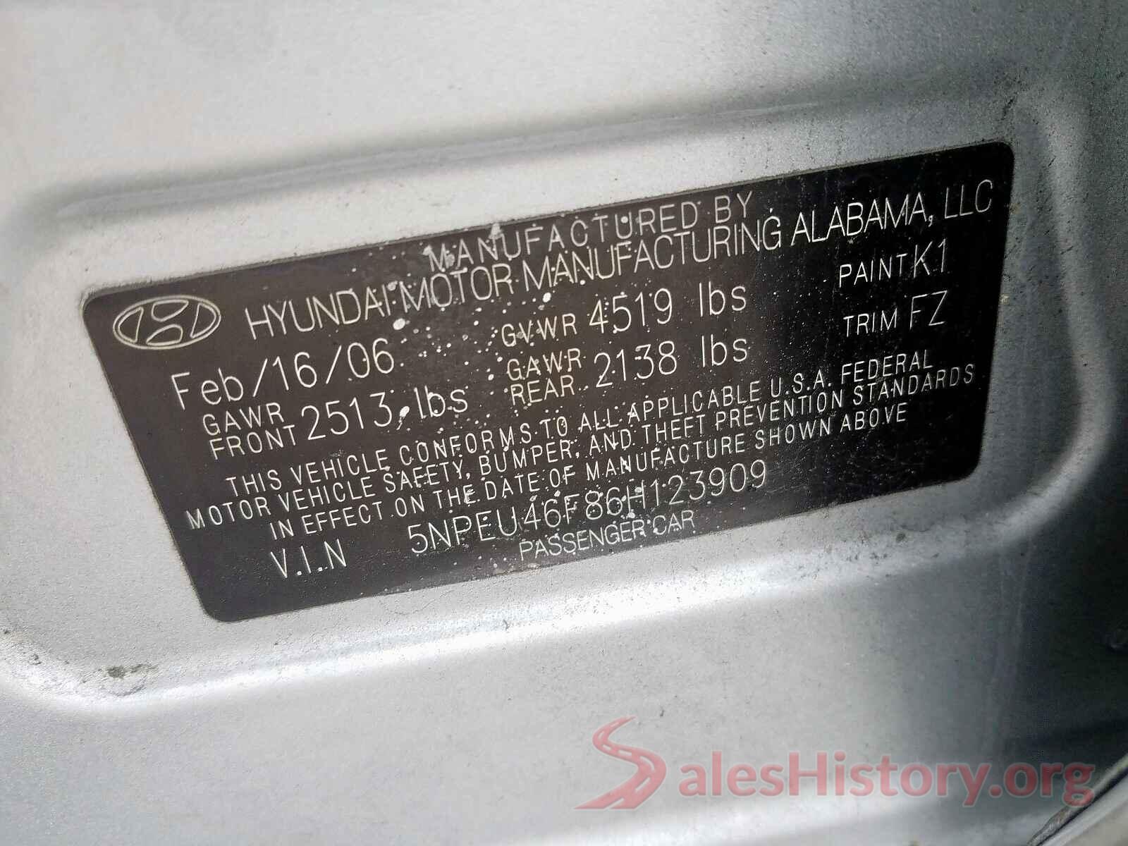 1C4PJLDB1KD356901 2006 HYUNDAI SONATA