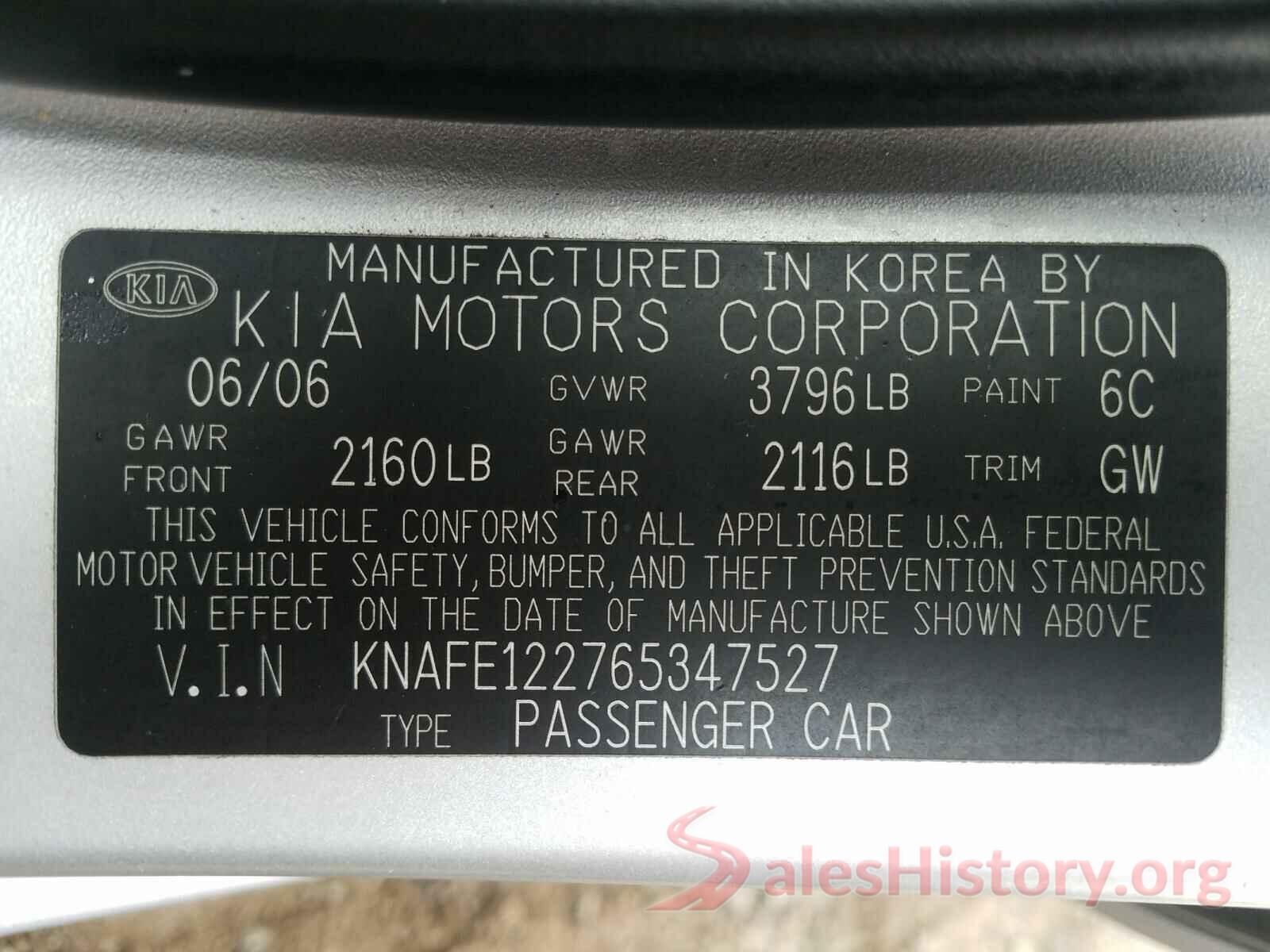 000B11HK1KU282173 2006 KIA SPECTRA