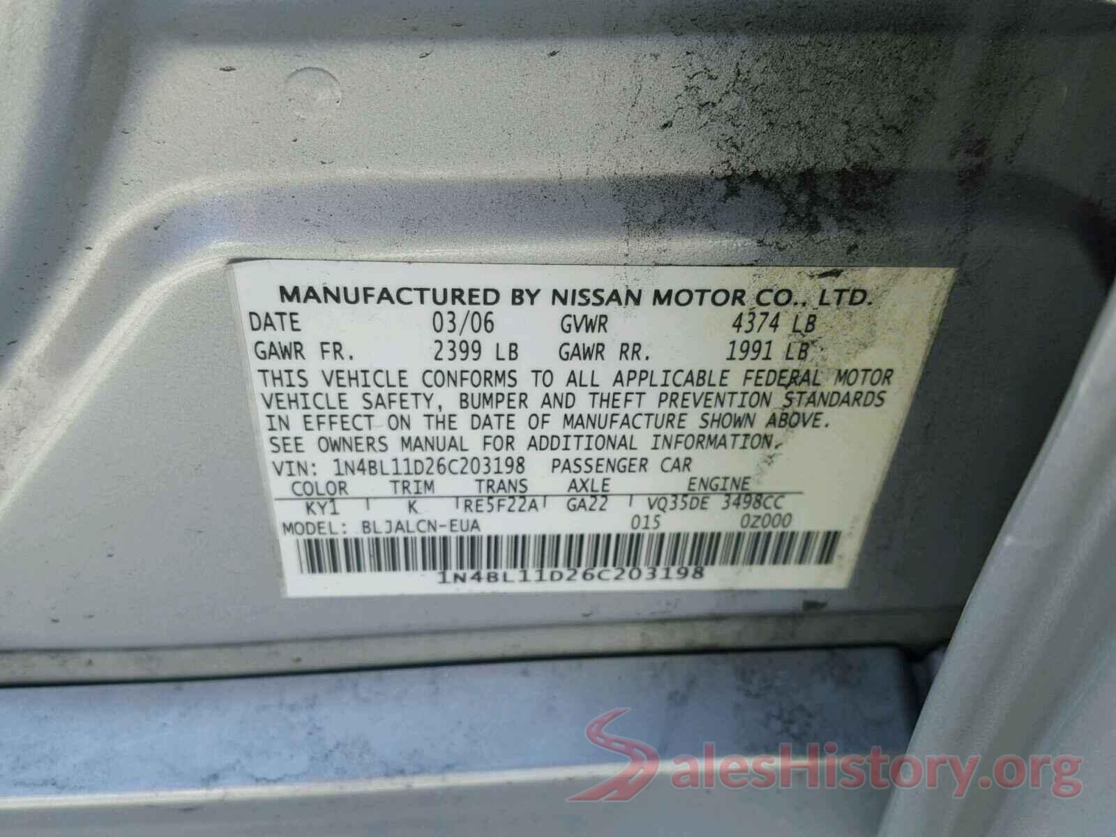 000J33A48GU135272 2006 NISSAN ALTIMA