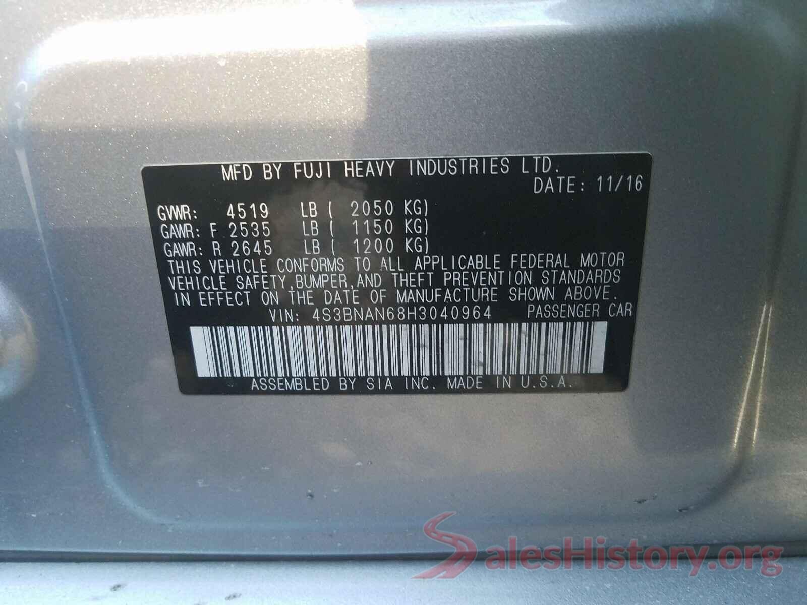 4S3BNAN68H3040964 2017 SUBARU LEGACY