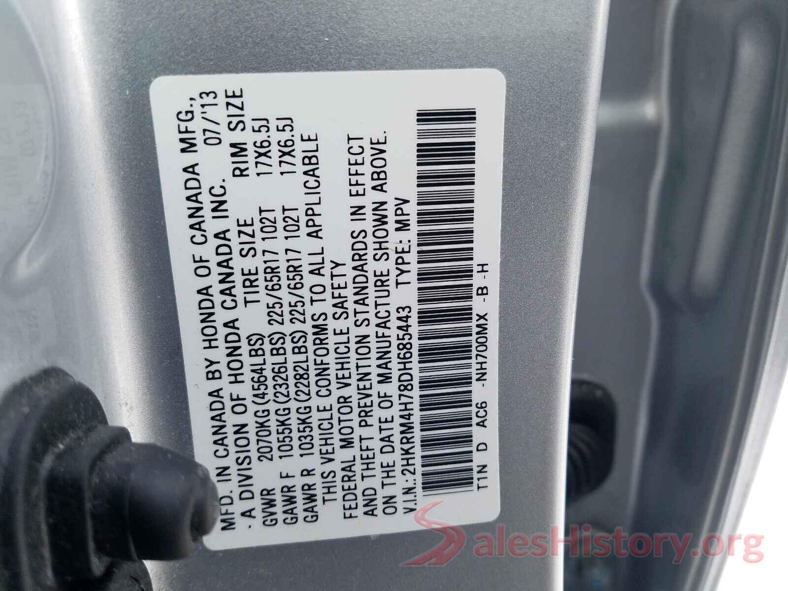 WDC0G6EB9KF582151 2013 HONDA CRV