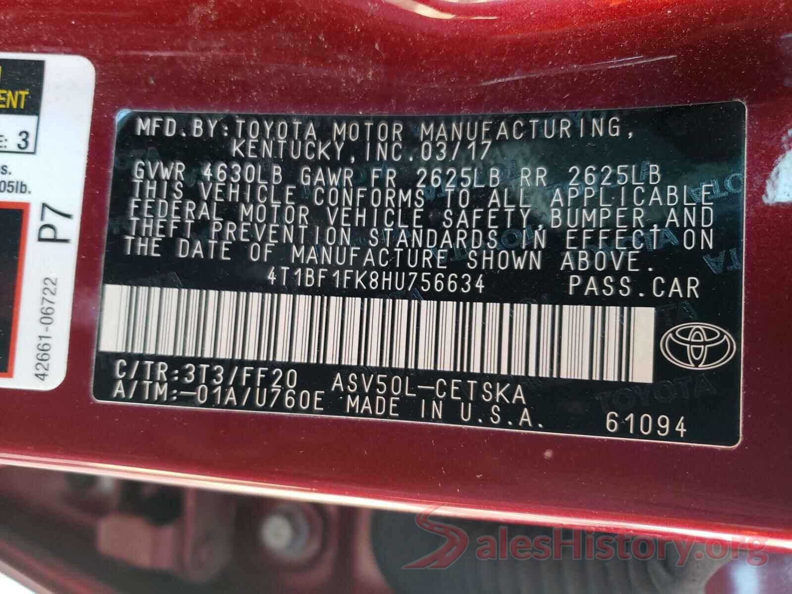 4T1BF1FK8HU756634 2017 TOYOTA CAMRY