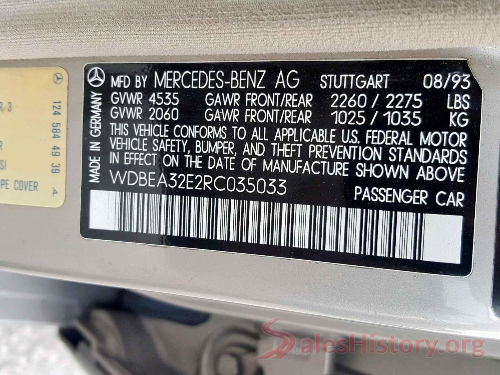 2T3Y1RFV5KW007094 1994 MERCEDES-BENZ E CLASS