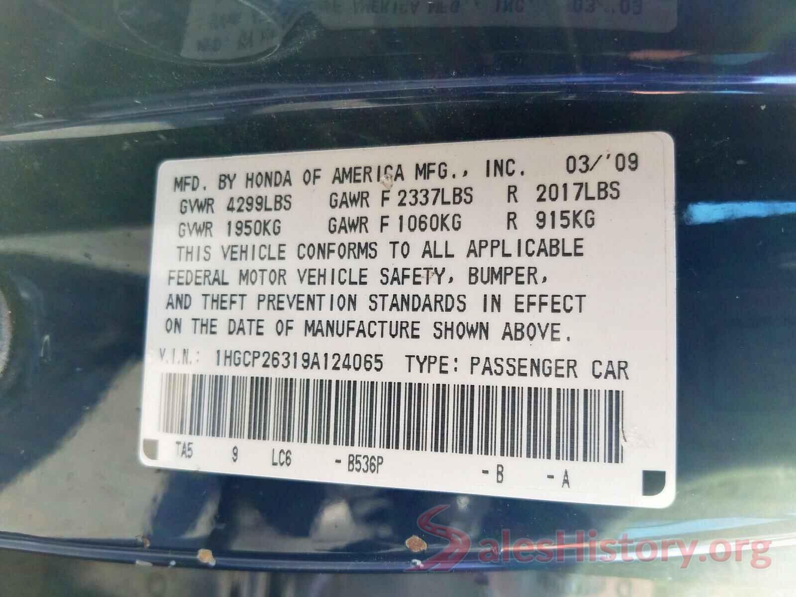 5XYPG4A35GG162253 2009 HONDA ACCORD