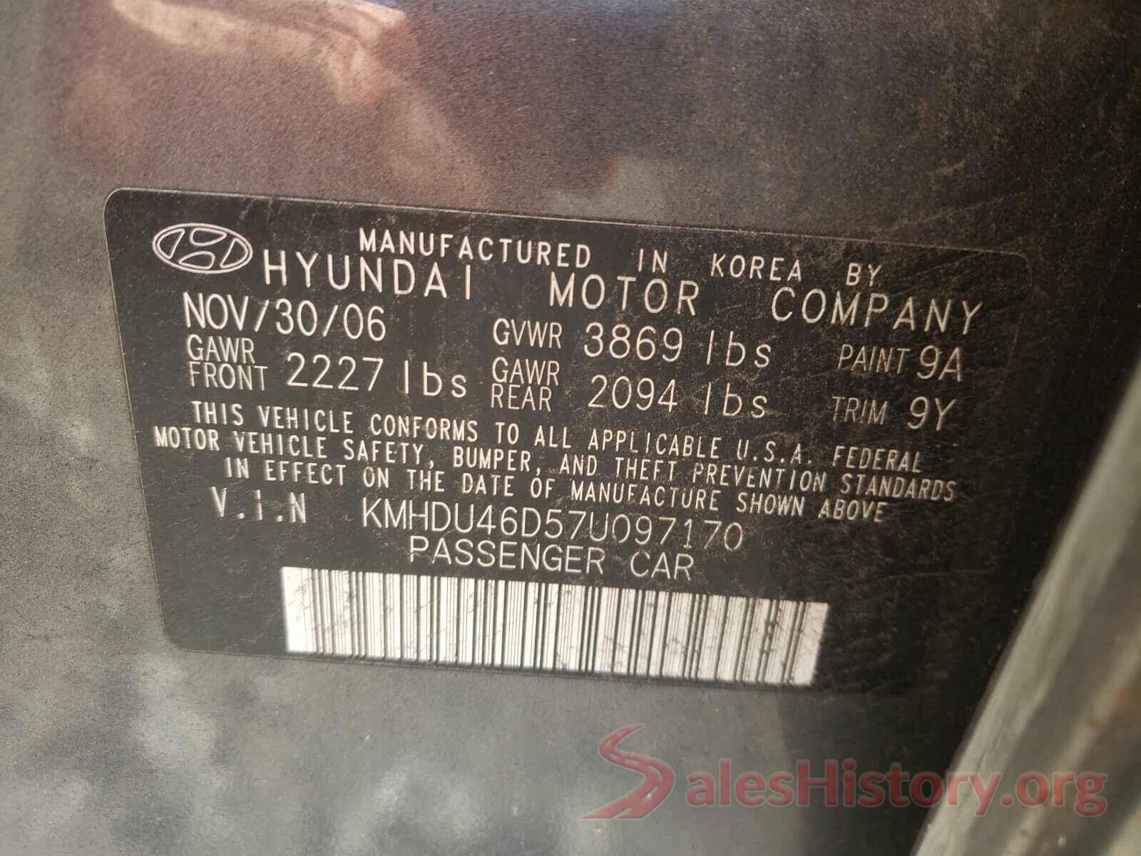 3N1CN7APXKL847636 2007 HYUNDAI ELANTRA