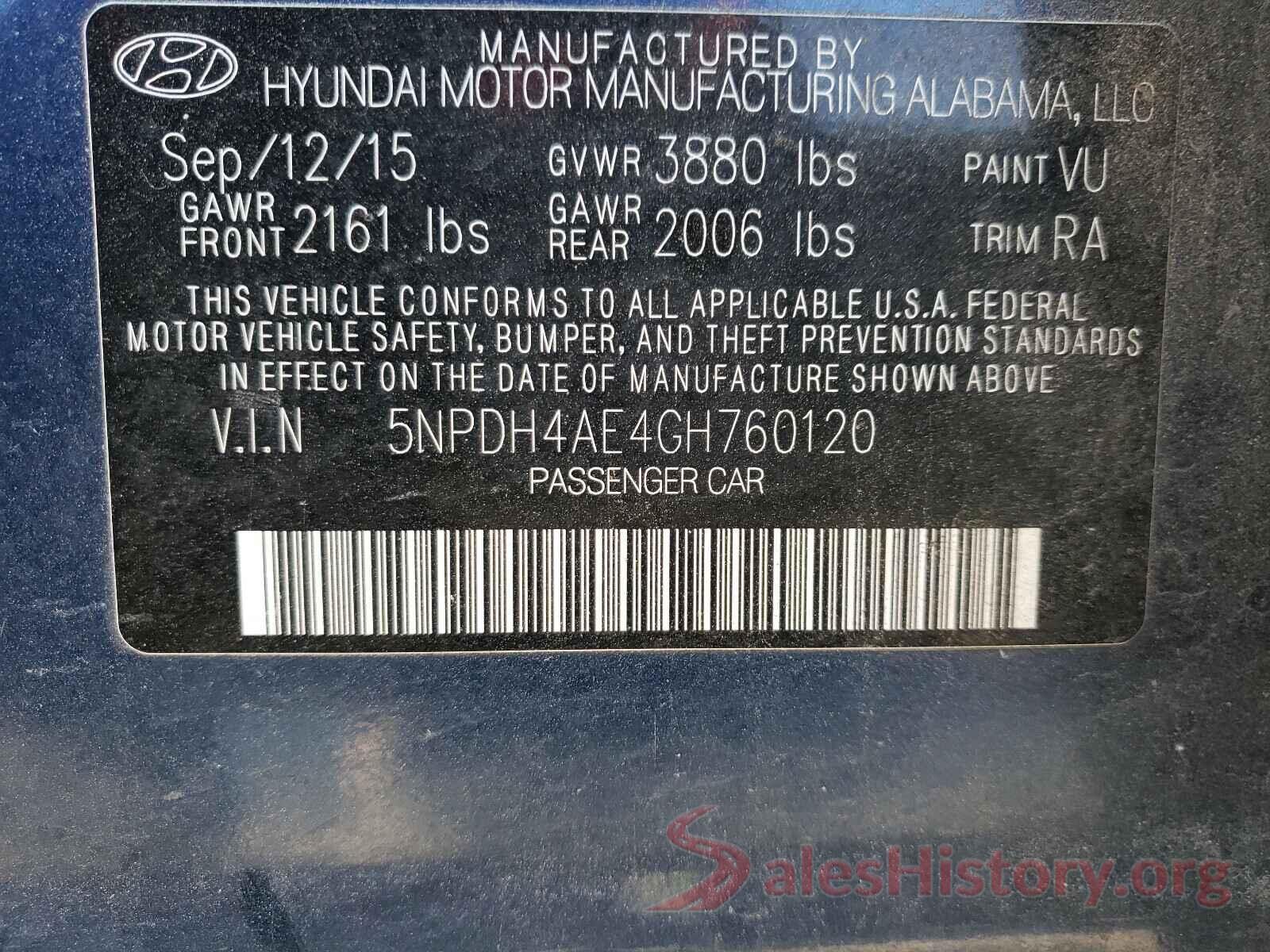 3N1AB7AP5JY280558 2016 HYUNDAI ELANTRA