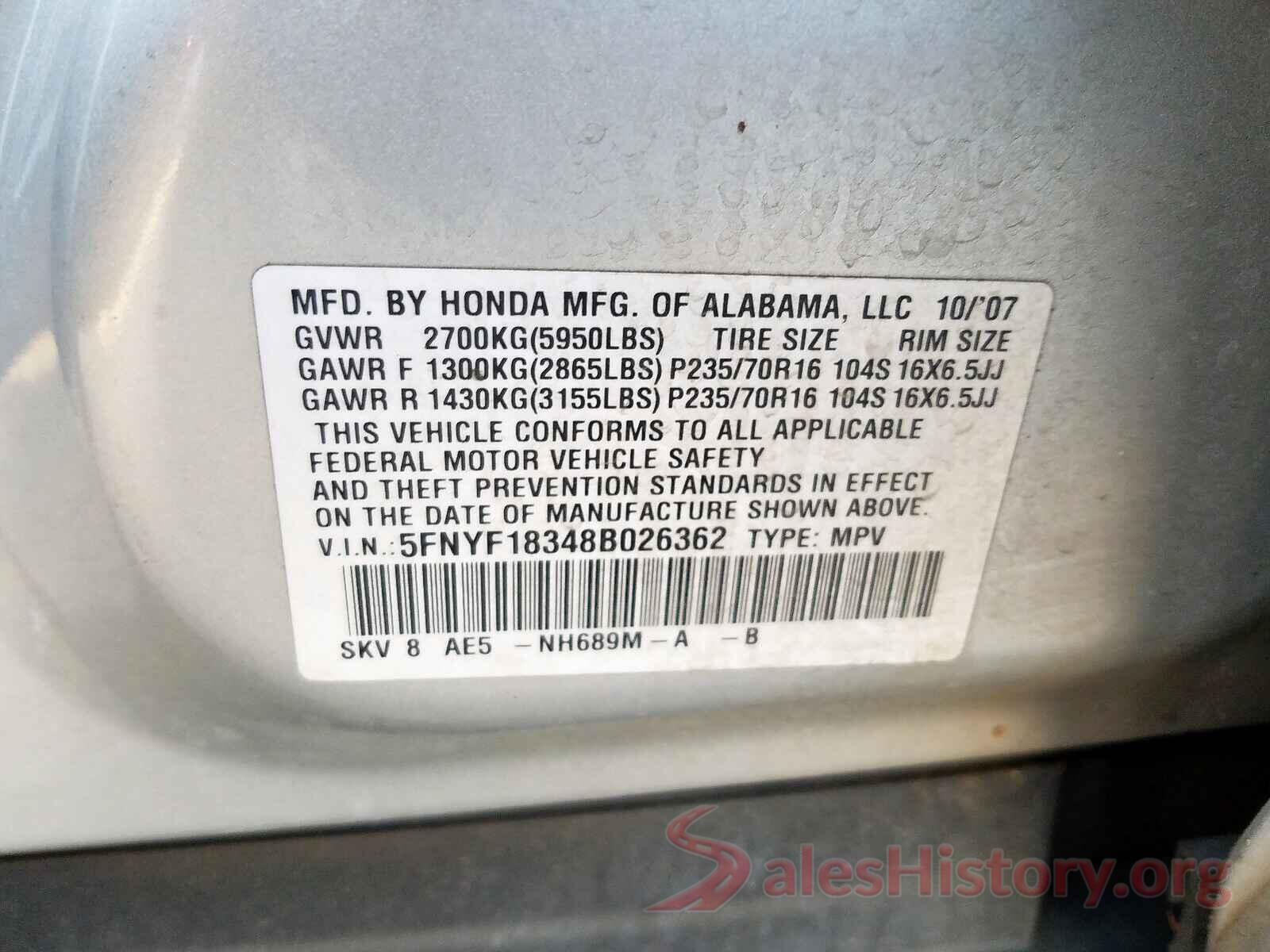 JTDZN3EU1GJ043109 2008 HONDA PILOT