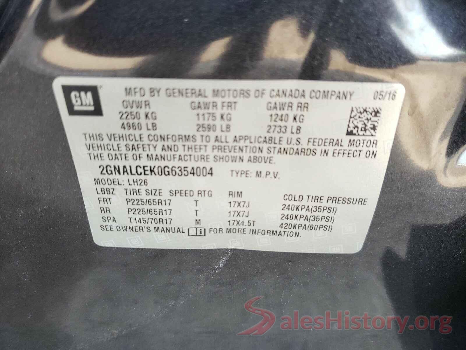 2GNALCEK0G6354004 2016 CHEVROLET EQUINOX